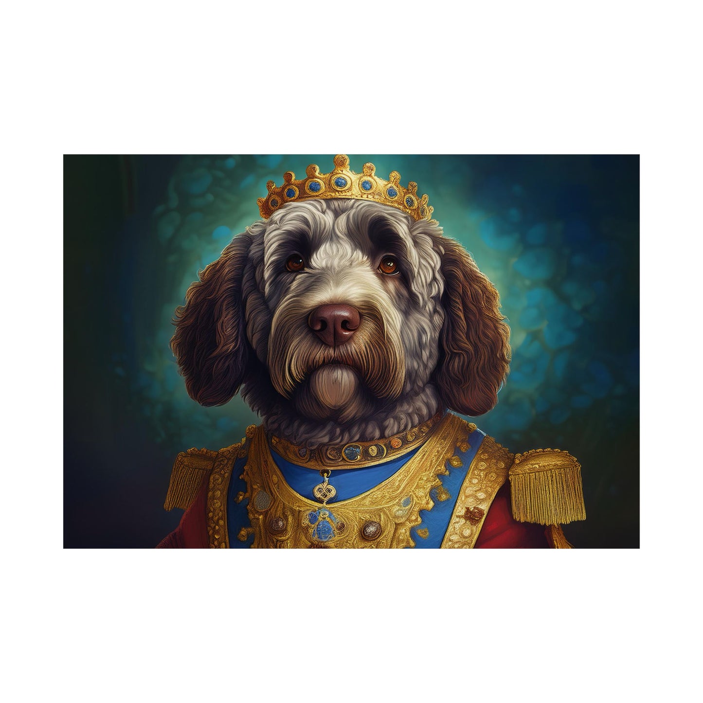 Portuguese Water Dog Renaissance Portrait Art Print, Wall Decor Gift, Animal Lover Home Decor, Dog Wall Art