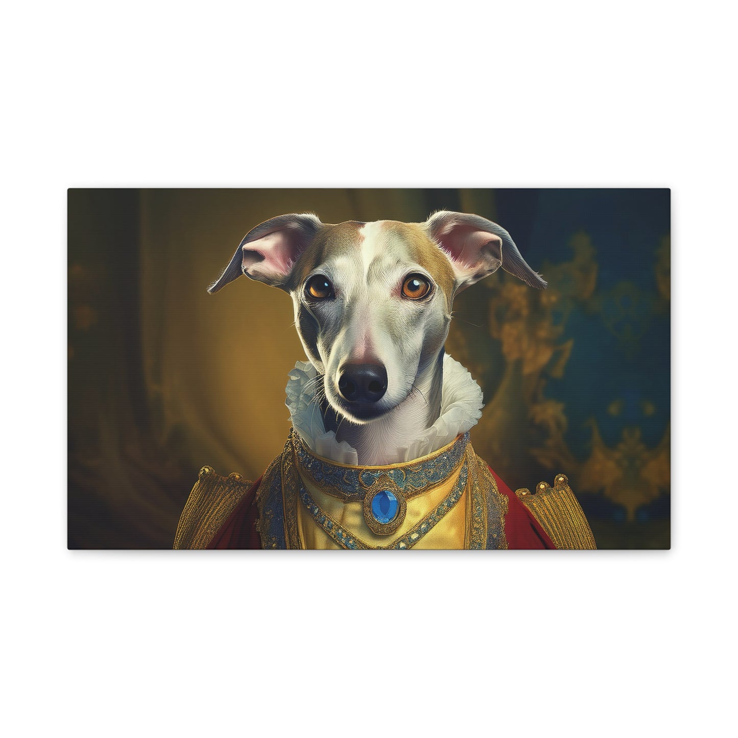 Whippet Pet Portrait Renaissance Print - Canvas, wall art, wall print, dog portrait, dog art