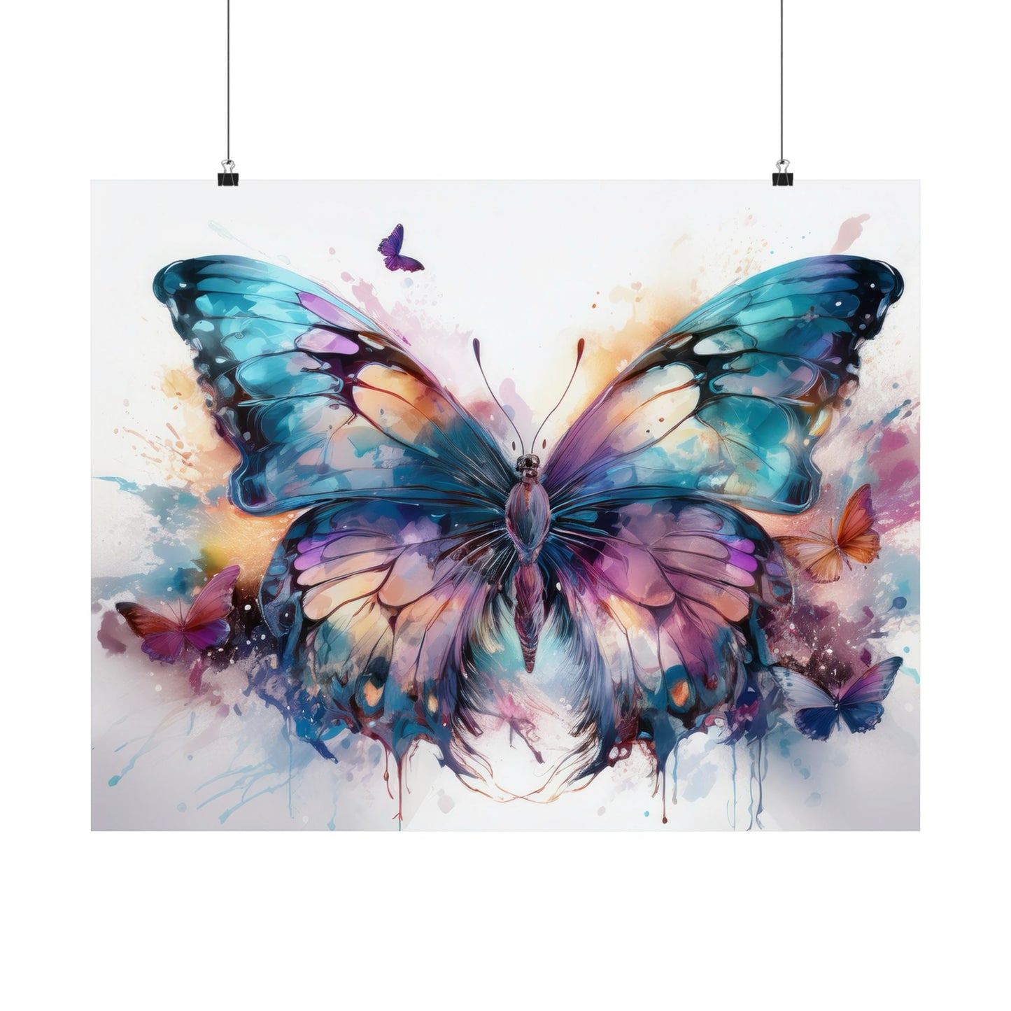 Teal, Orange & Purple Butterfly Alcohol Ink Wall Art | Butterfly wall art | Wall Art | Wall Print