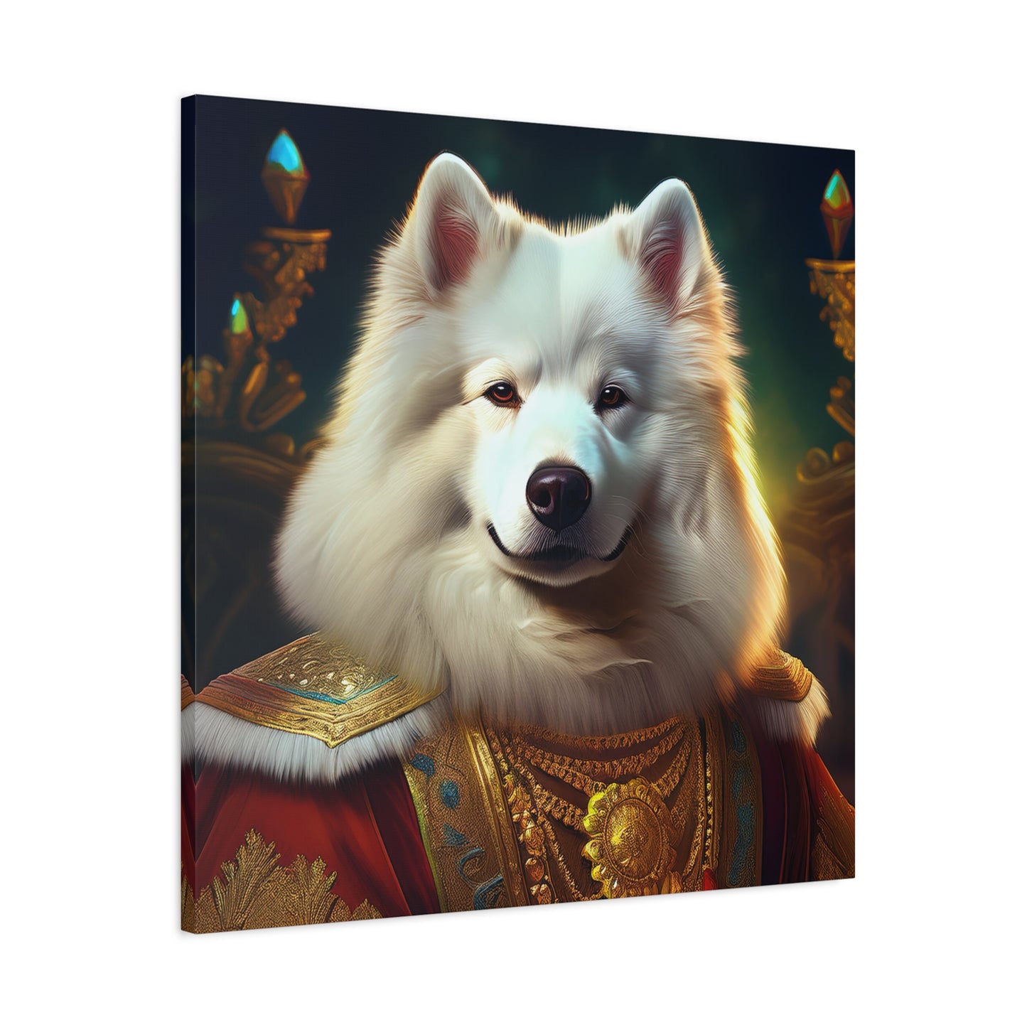 Samoyed Renaissance Pet Portrait on Canvas, wall art, wall print, dog portrait, dog art
