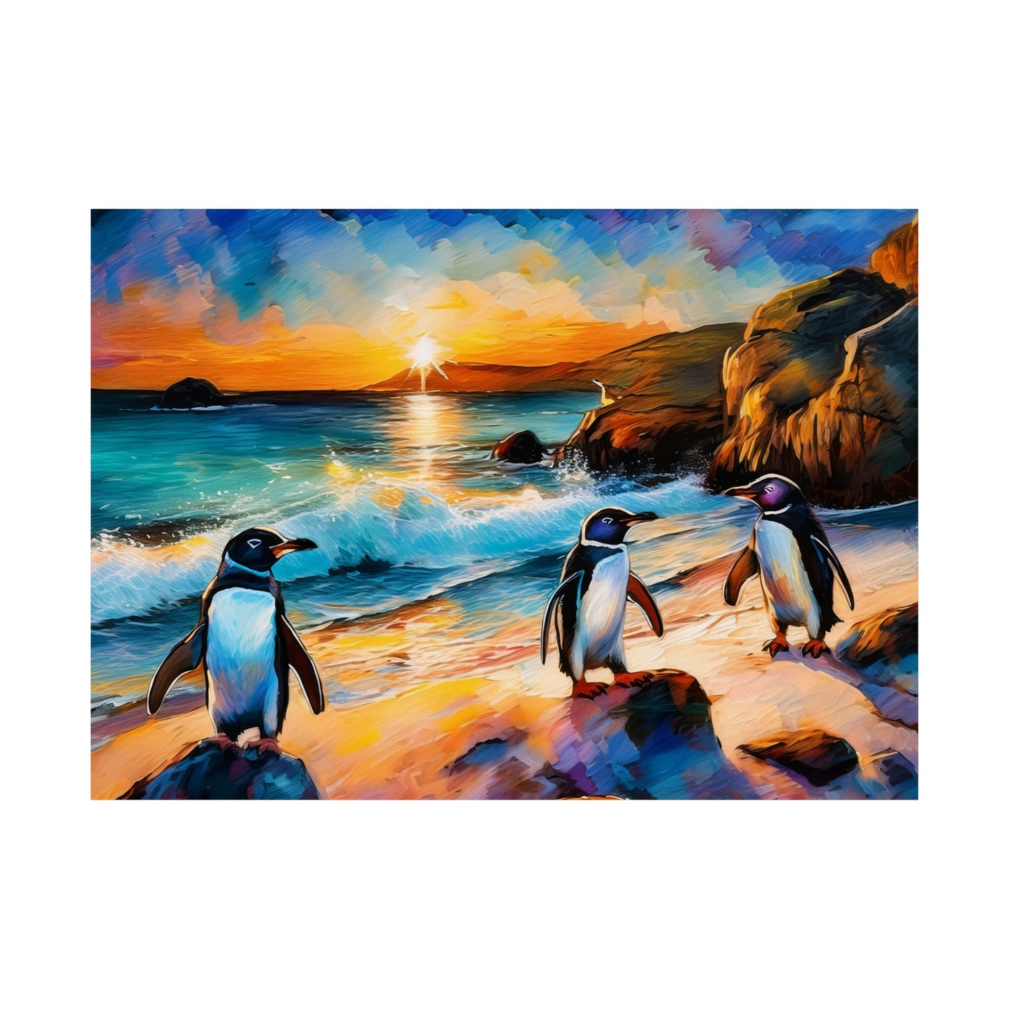 Philip Island Little Penguins Australia Wall Art | Vibrant Wall Print | Unique Painting Print | Style 1 | Wall Art | Wall Print