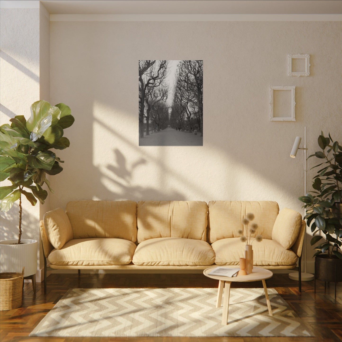 Paris Pathway Canvas Art Print - Black and White Tree Wall Print | Wall Art | Wall Print