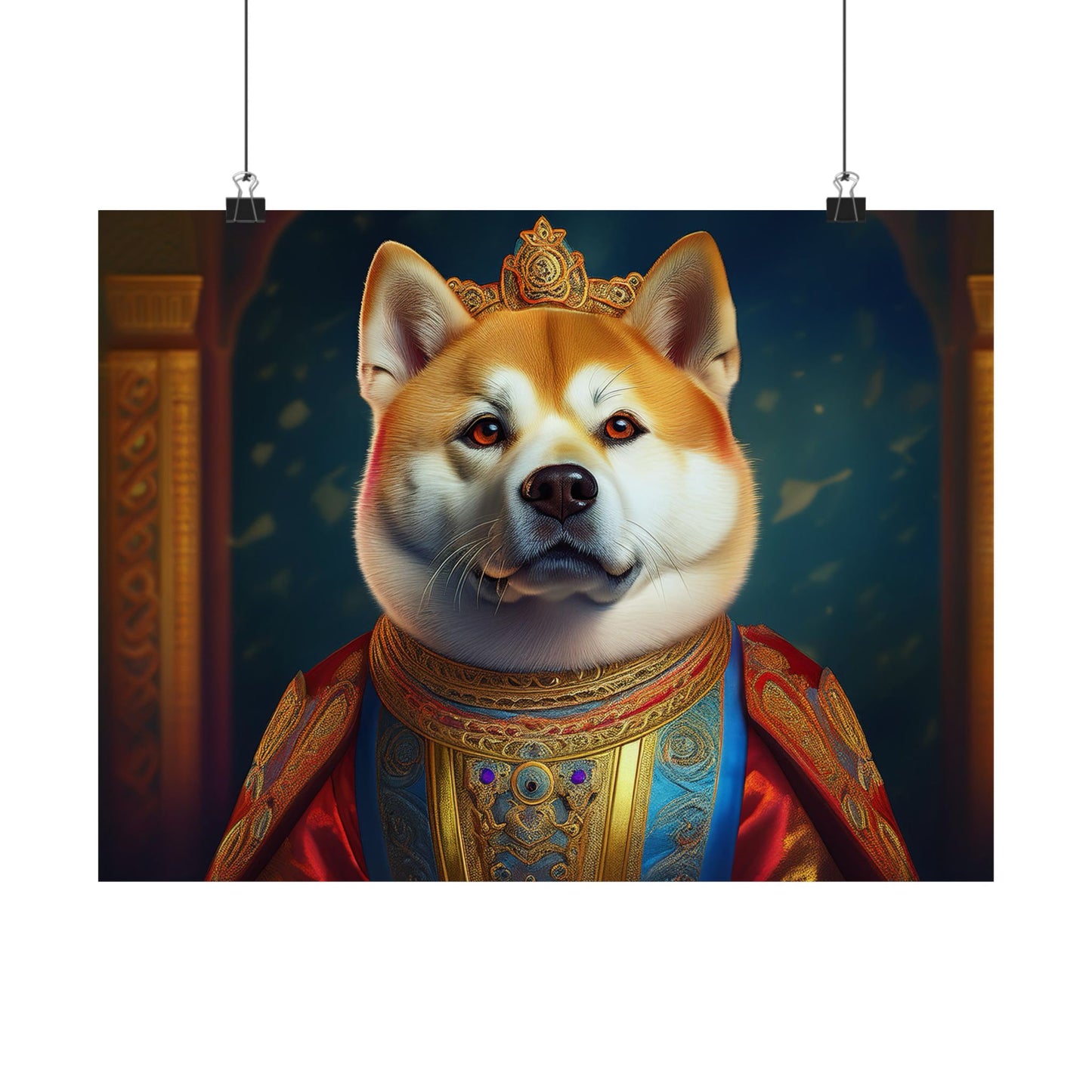 Akita Renaissance Dog Pet Portrait Art Print, Dog Lover Wall Art, Animal Artwork, Canine Decor, Dog Memorial Gift