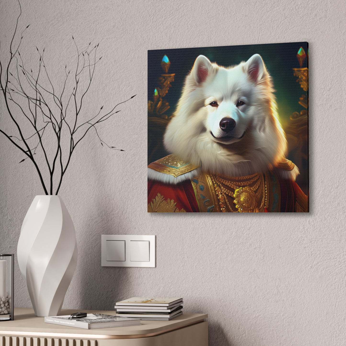 Regal Samoyed Canvas Art, Pet Wall Decor, Dog Portrait, Unique Home Decor, Animal Lover Gift, Noble Canine Wall Art