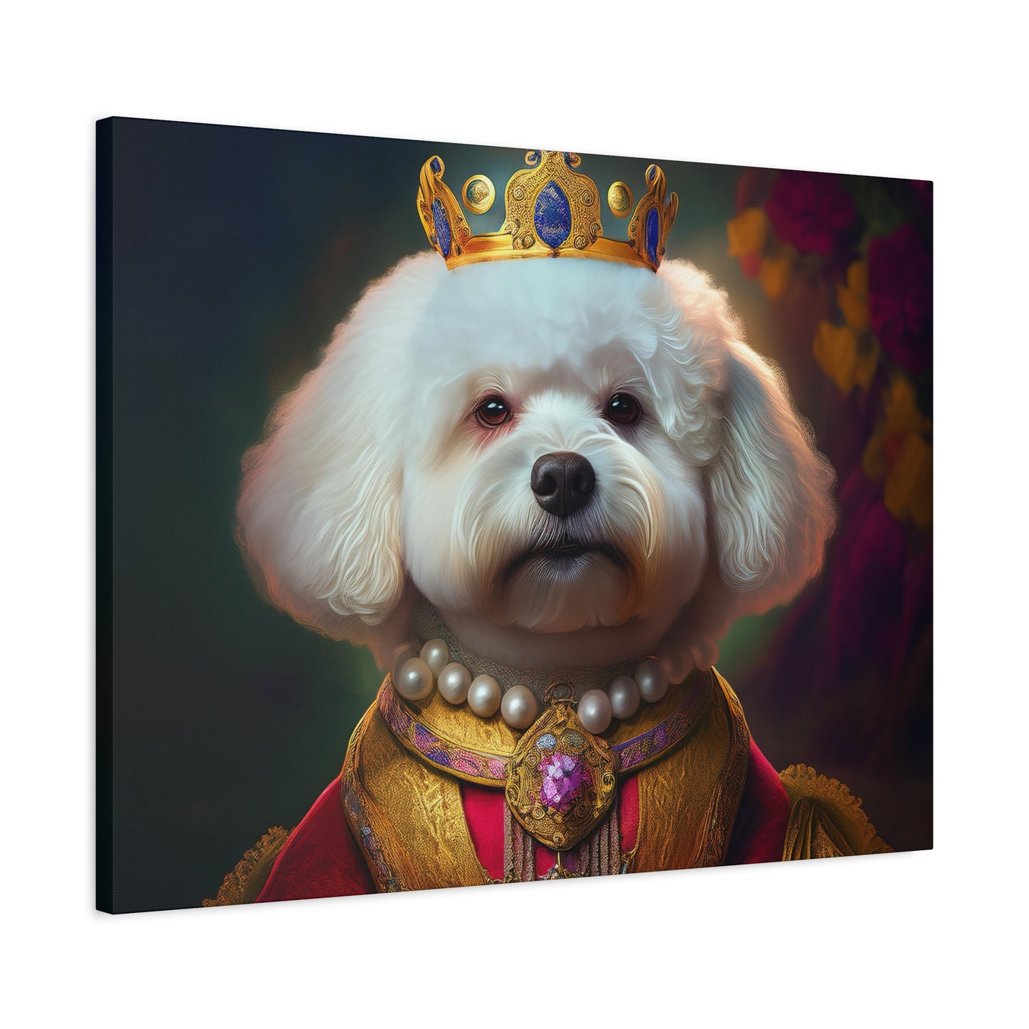 Bichon Frise Renaissance Pet Portrait on Canvas | Wall art | wall print | Dog Art