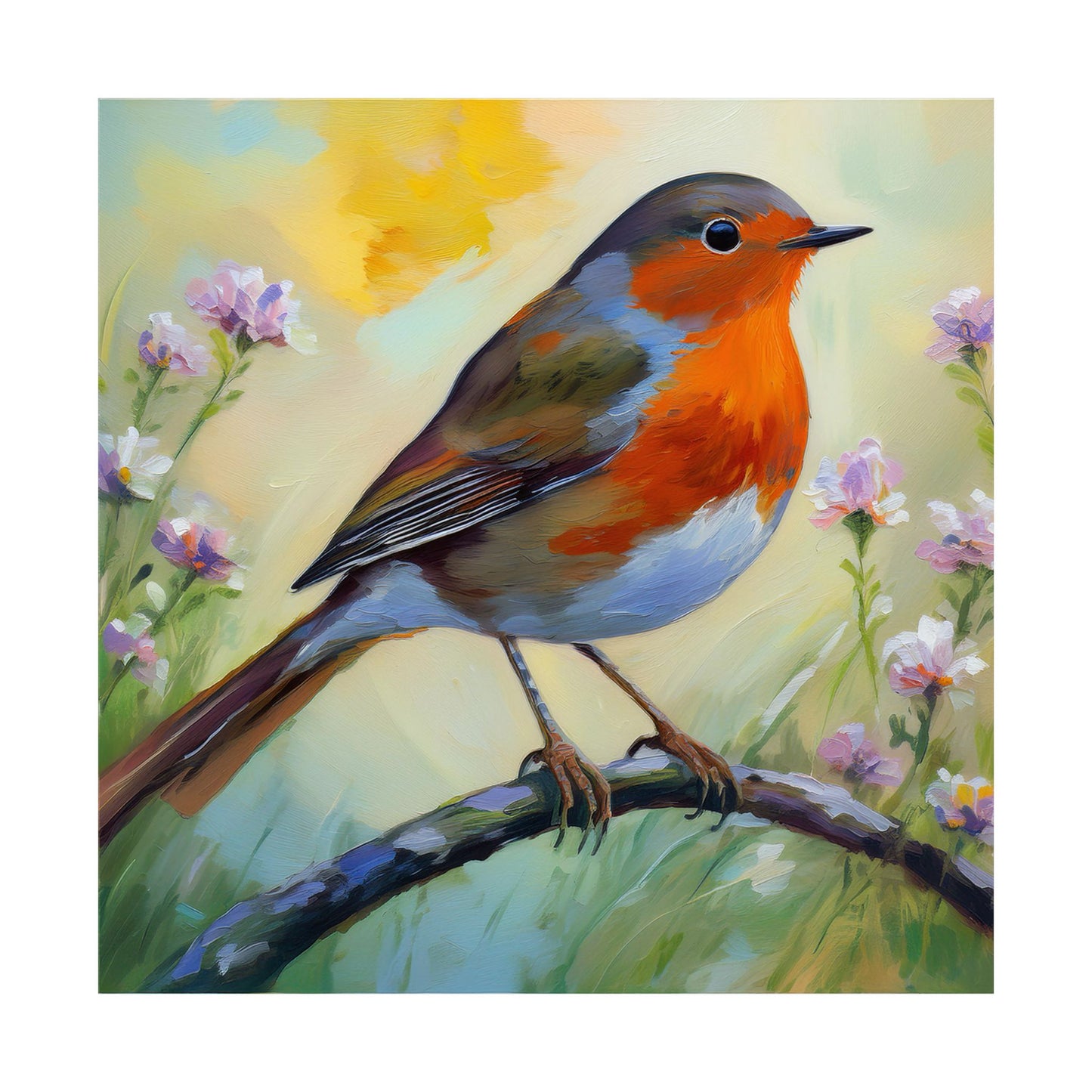 American Robin Bird Oil Painting Print | Wall Print | Wall Art | Bird Art