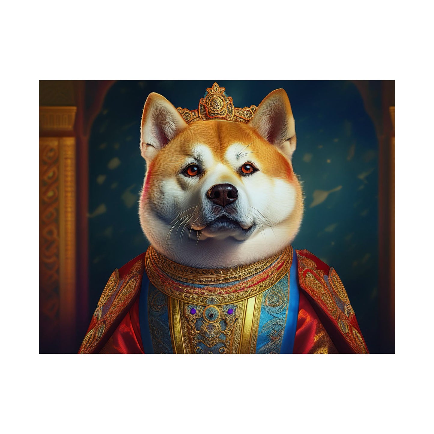 Akita Renaissance Dog Pet Portrait Art Print, Dog Lover Wall Art, Animal Artwork, Canine Decor, Dog Memorial Gift
