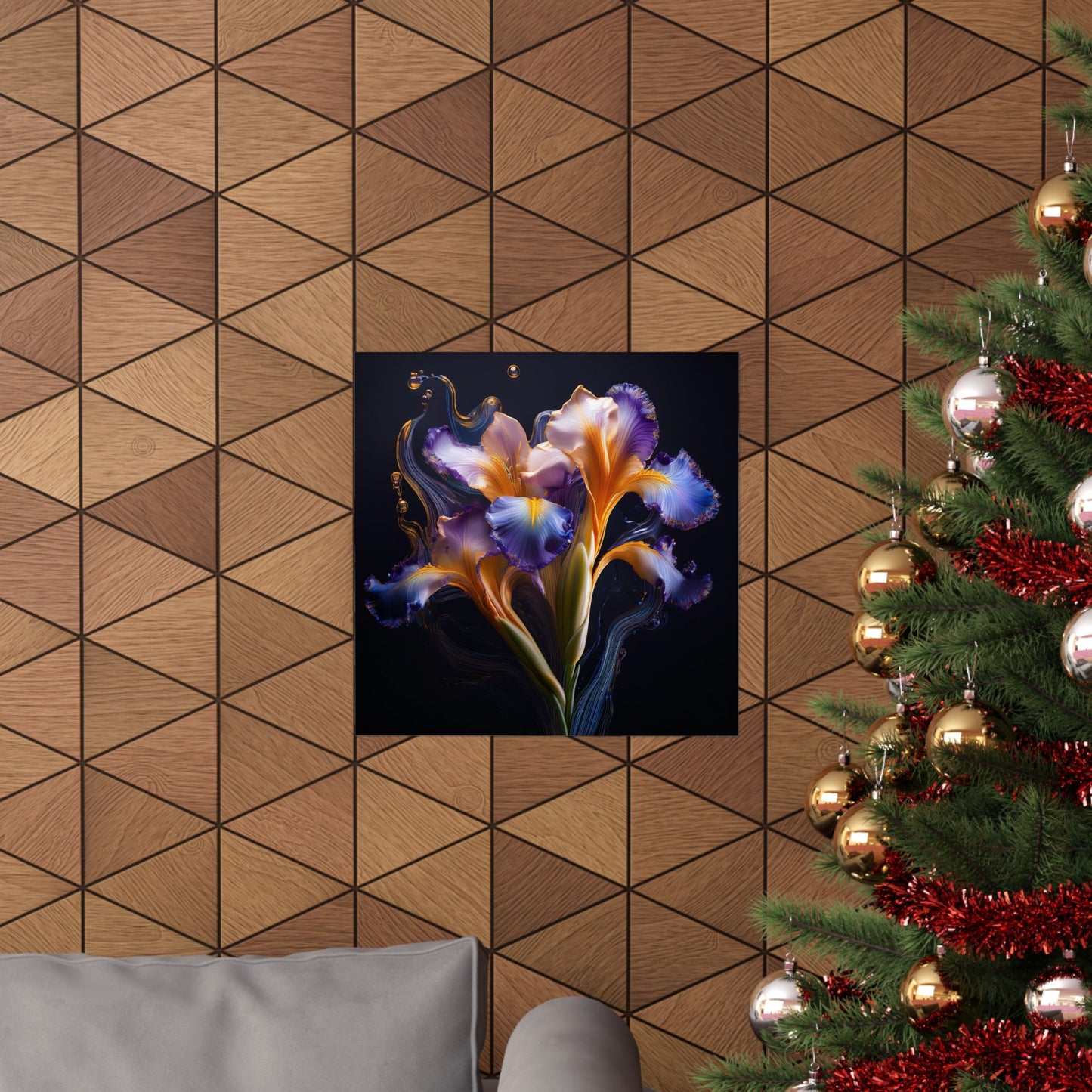 Abstract Square Floral Iris Wall Art Print | Style 3 | Wall Print | Wall Art | Botanical Art