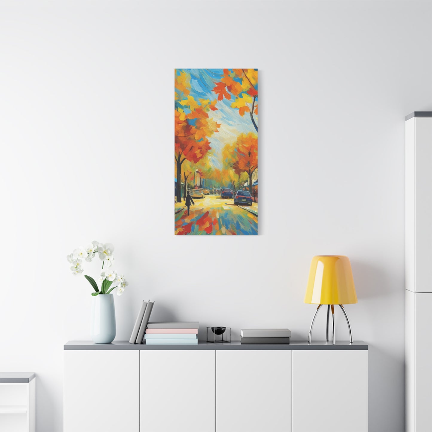 Fall Leaves In the City Painting Canvas Wall Art | Wall Art | Wall Print
