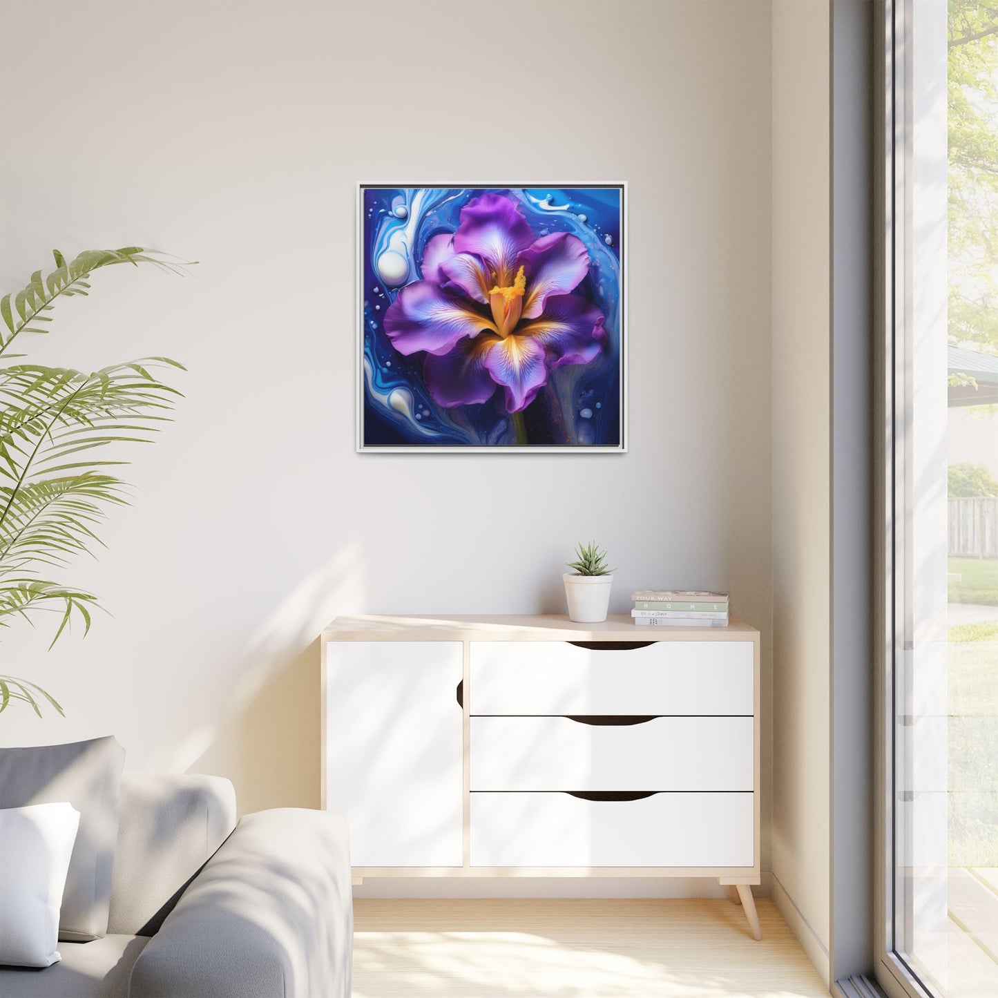 Abstract Iris - Style 2 - Floral Framed Canvas, Wall Print, wall art, botanical art