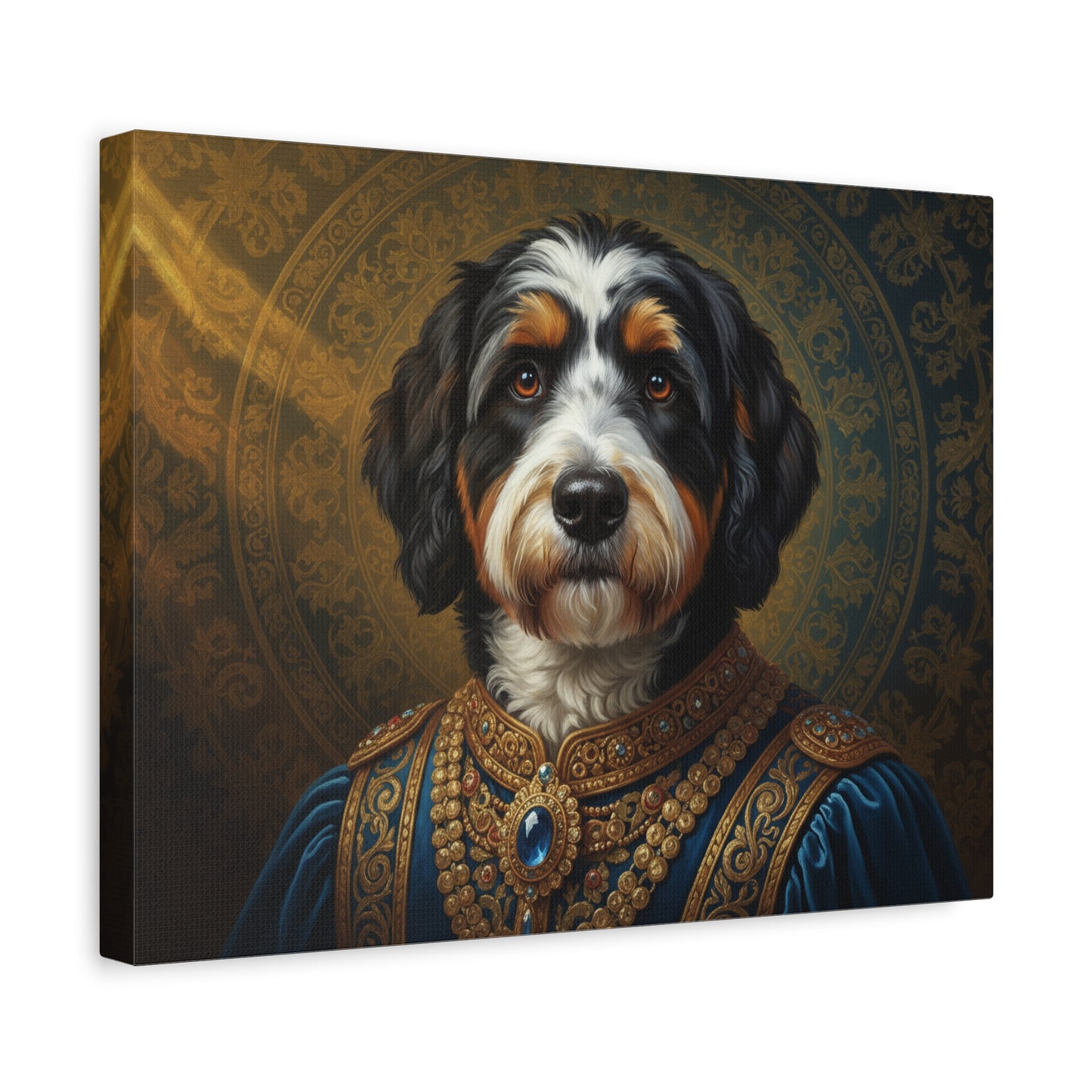 Bernedoodle Renaissance Dog Portrait Canvas Art, Pet Portrait Wall Decor, Animal Lover Gift, Home Decoration, Unique Dog Artwork