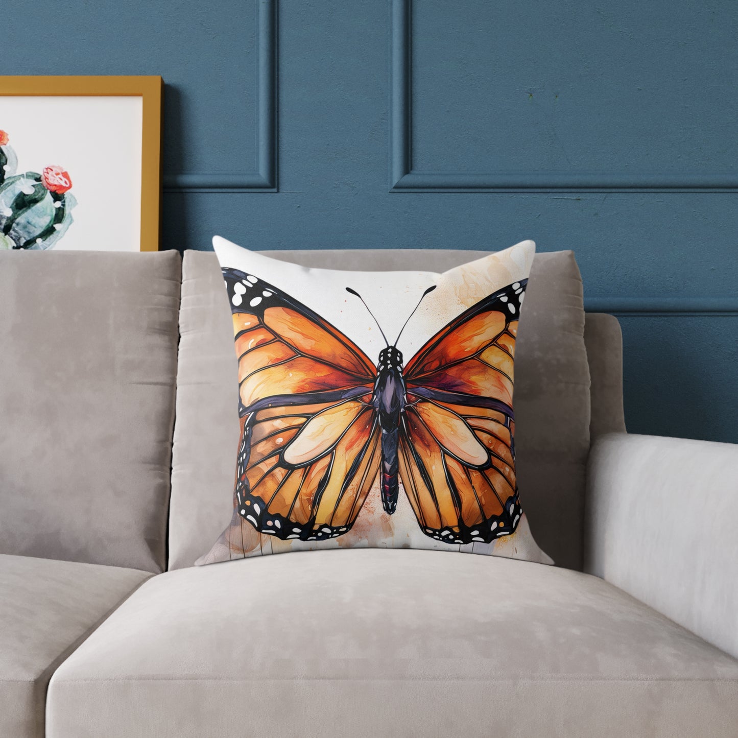 Butterfly Canvas Pillow, Monarch Butterfly Home Decor, Nature-Themed Cushion, Gift for Nature Lovers, Autumn Accent Pillow