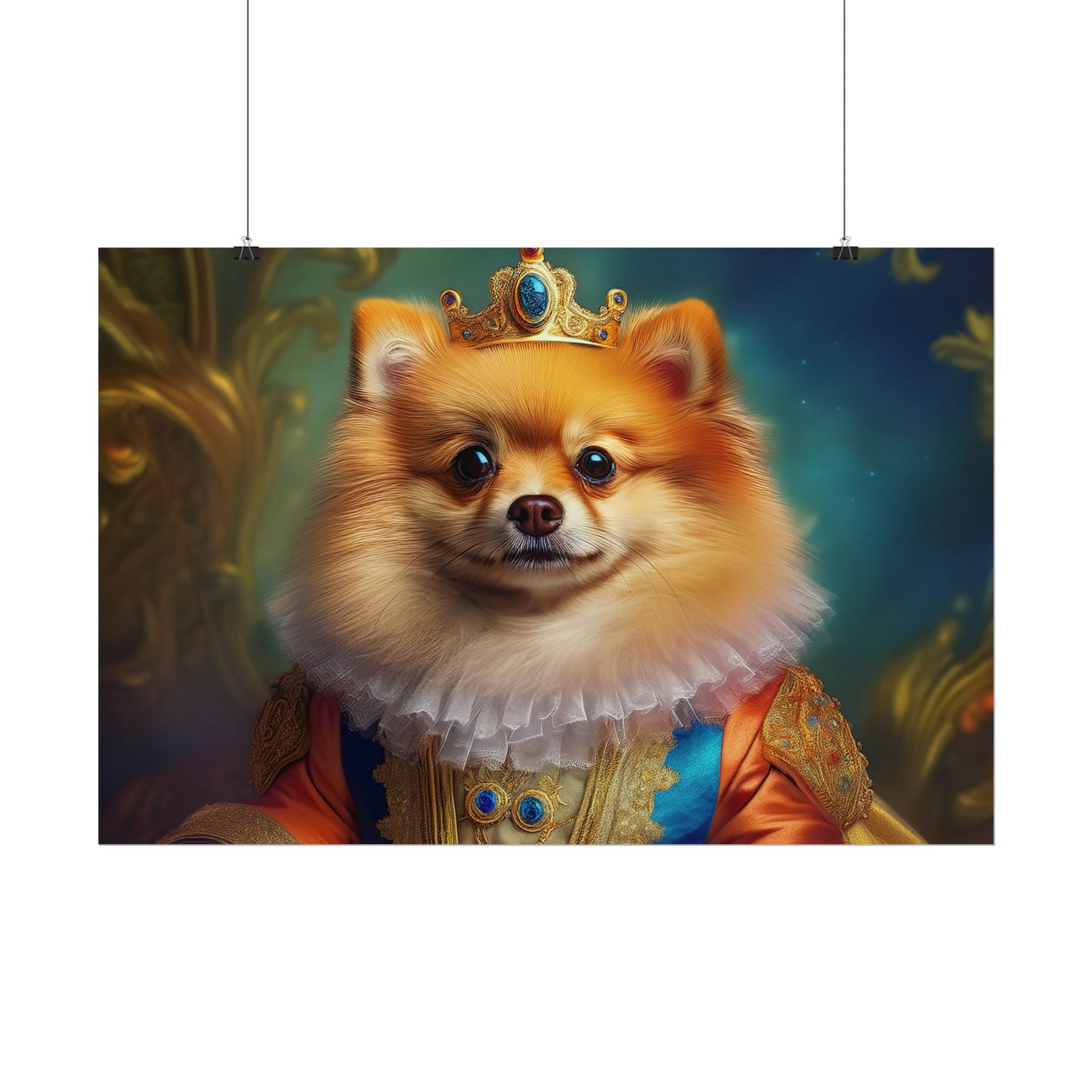 Pomeranian Renaissance Dog Portrait Art Print, Wall Decor Gift, Animal Lover Home Decor, Dog Wall Art