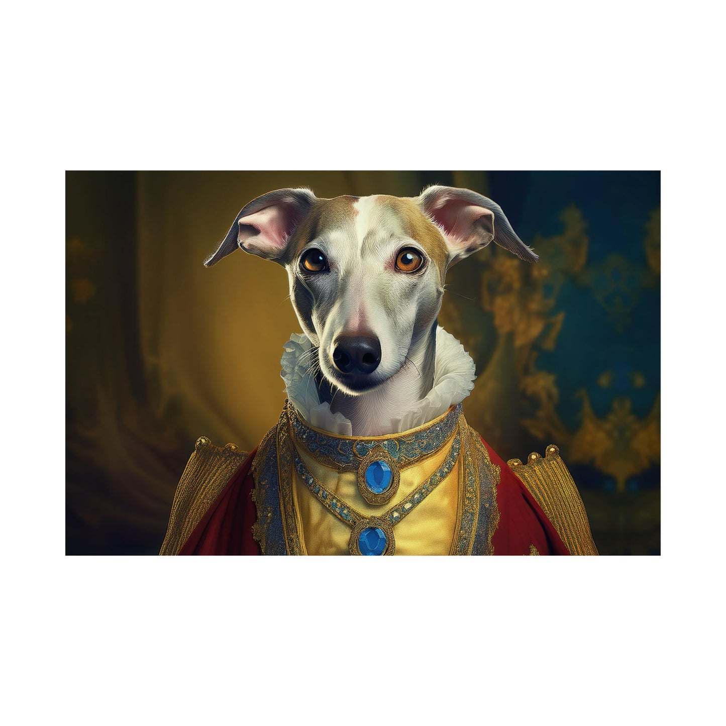 Whippet Dog Renaissance Pet Portrait Print, Whippet Art, Canine Decor, Dog Memorial Gift, wall print, wall art