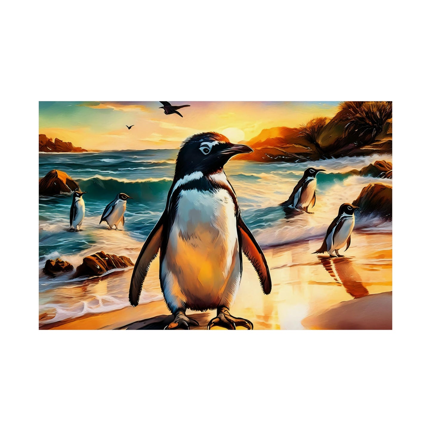 Phillip Island Little Penguins Australia Wall Art | Vibrant Wall Print | Unique Painting Print | Style 3 | Wall Art | Wall Print