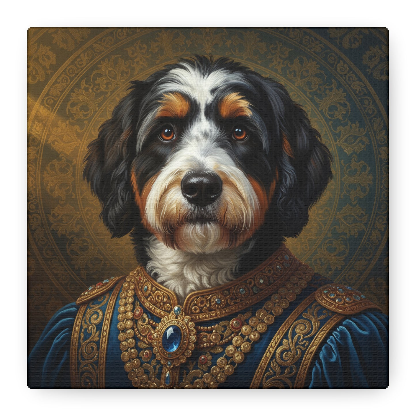 Bernedoodle Renaissance Dog Portrait Canvas Art, Pet Portrait Wall Decor, Animal Lover Gift, Home Decoration, Unique Dog Artwork