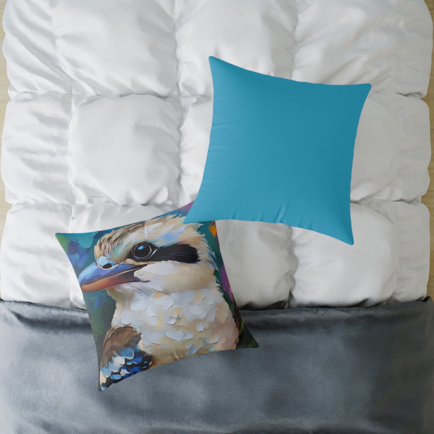 Vibrant Kookaburra Australian Bird Pillow, Decorative Throw Cushion, Bird Lover Gift, Boho Home Decor, Nature-Inspired Accent Pillow