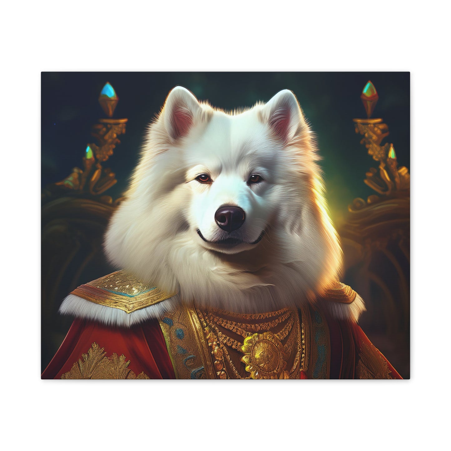 Regal Samoyed Canvas Art, Pet Wall Decor, Dog Portrait, Unique Home Decor, Animal Lover Gift, Noble Canine Wall Art