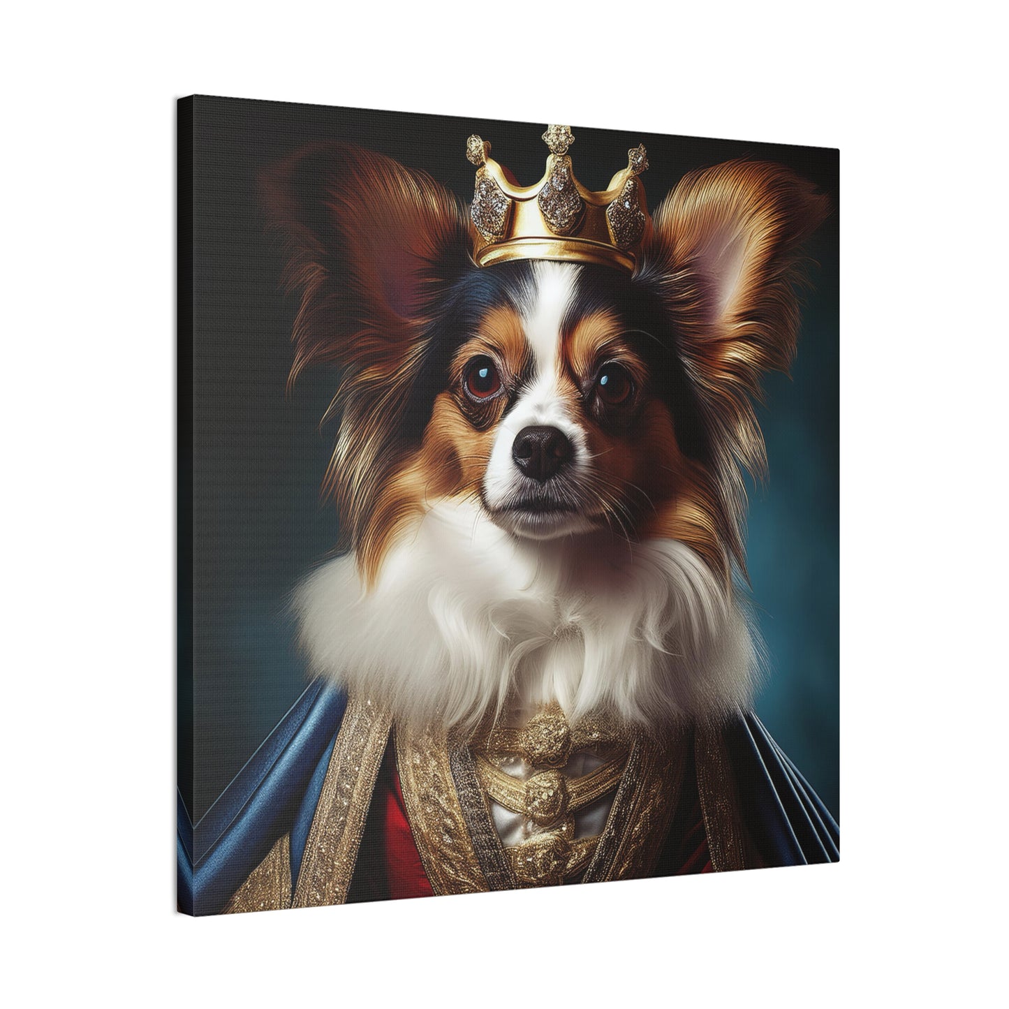 Papillon Pet Portrait Renaissance on Canvas, wall art, wall print, dog portrait, dog art