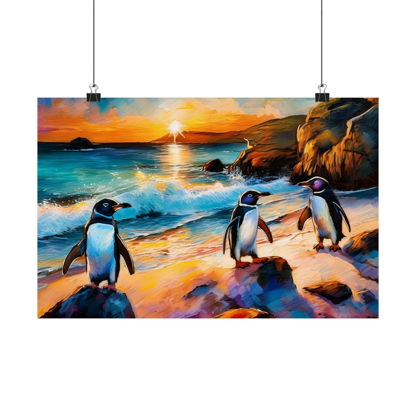 Philip Island Little Penguins Australia Wall Art | Vibrant Wall Print | Unique Painting Print | Style 1 | Wall Art | Wall Print