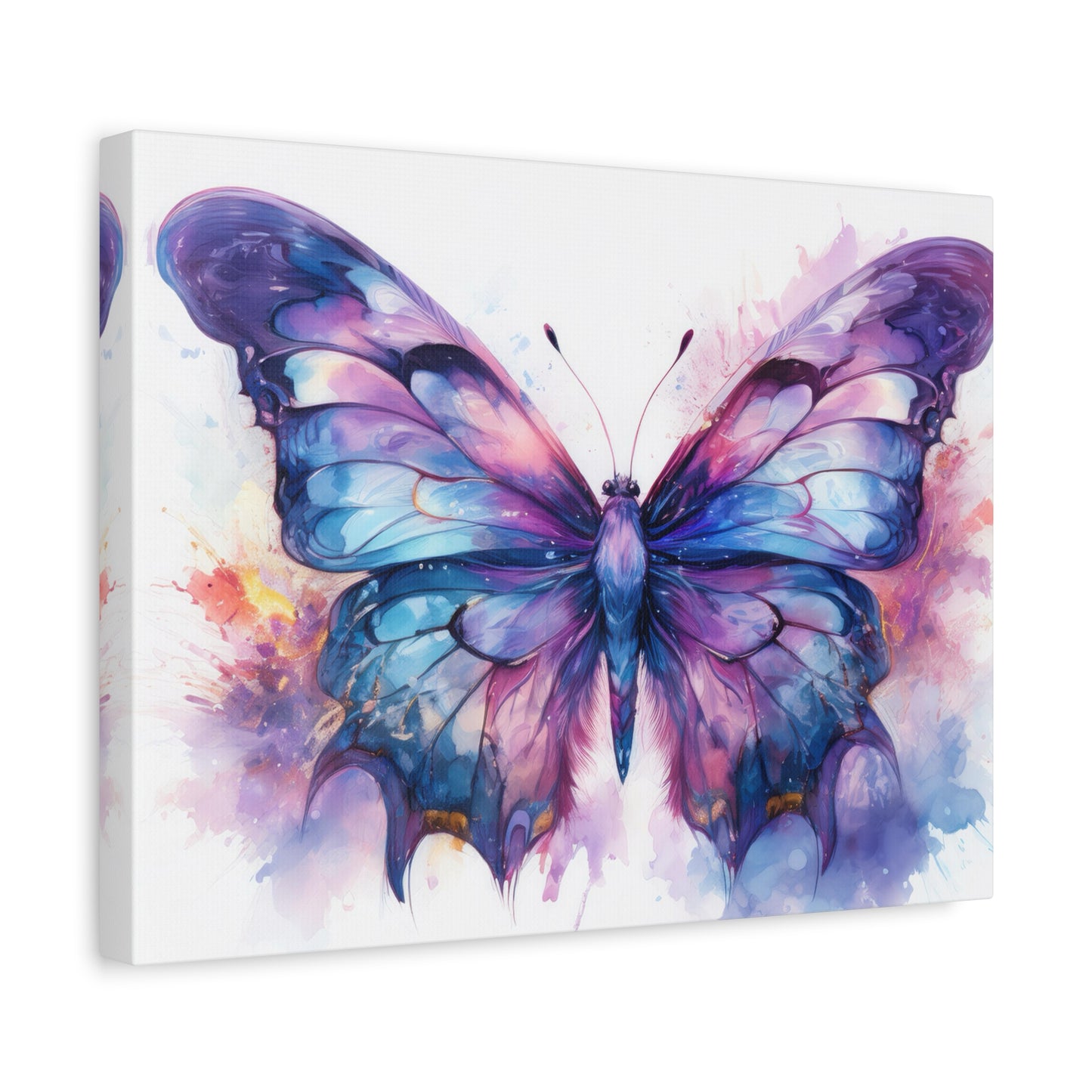 Blue & Purple Butterfly Alcohol Ink Canvas Art | Butterfly Decor | Wall Art | Wall Print