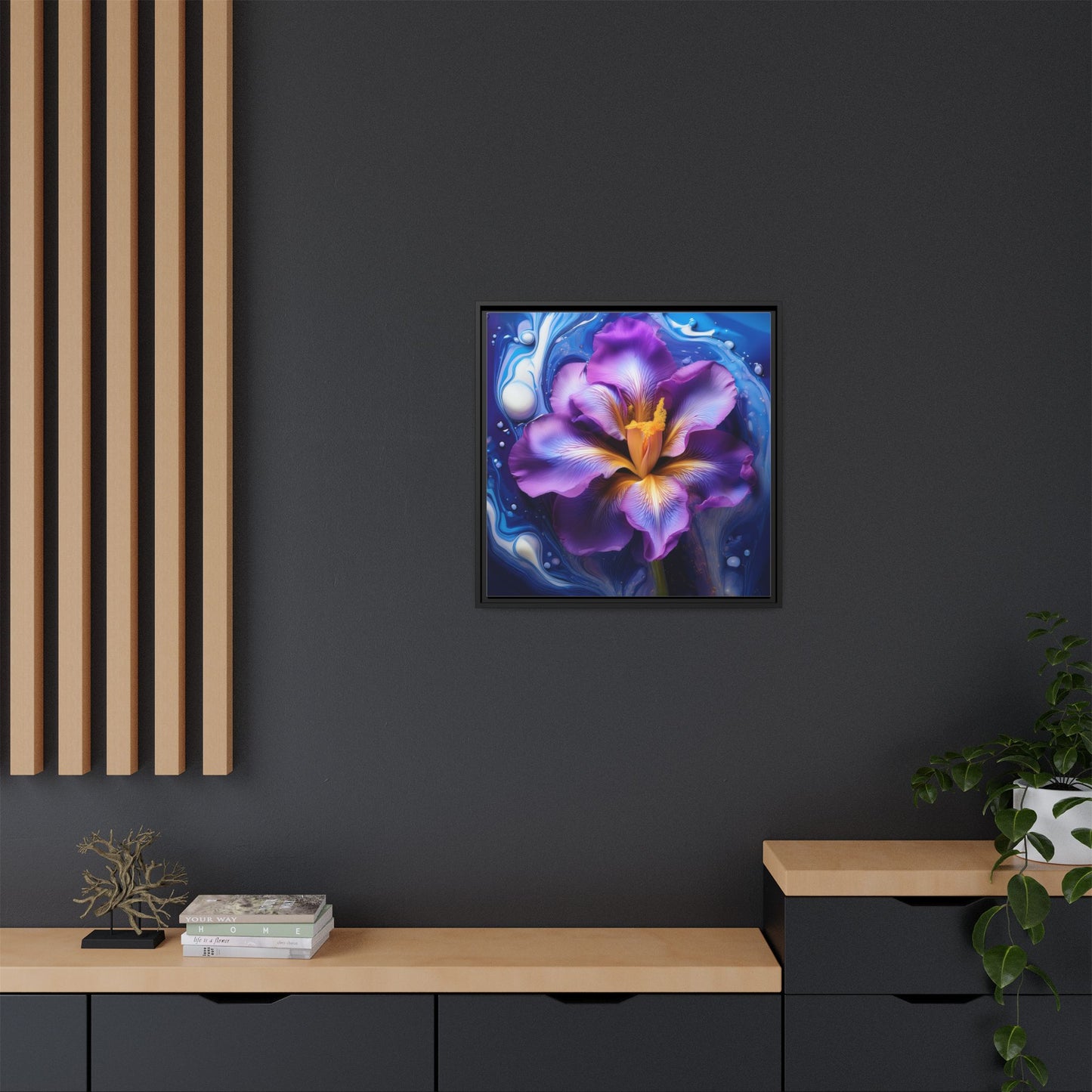 Abstract Iris - Style 2 - Floral Framed Canvas, Wall Print, wall art, botanical art