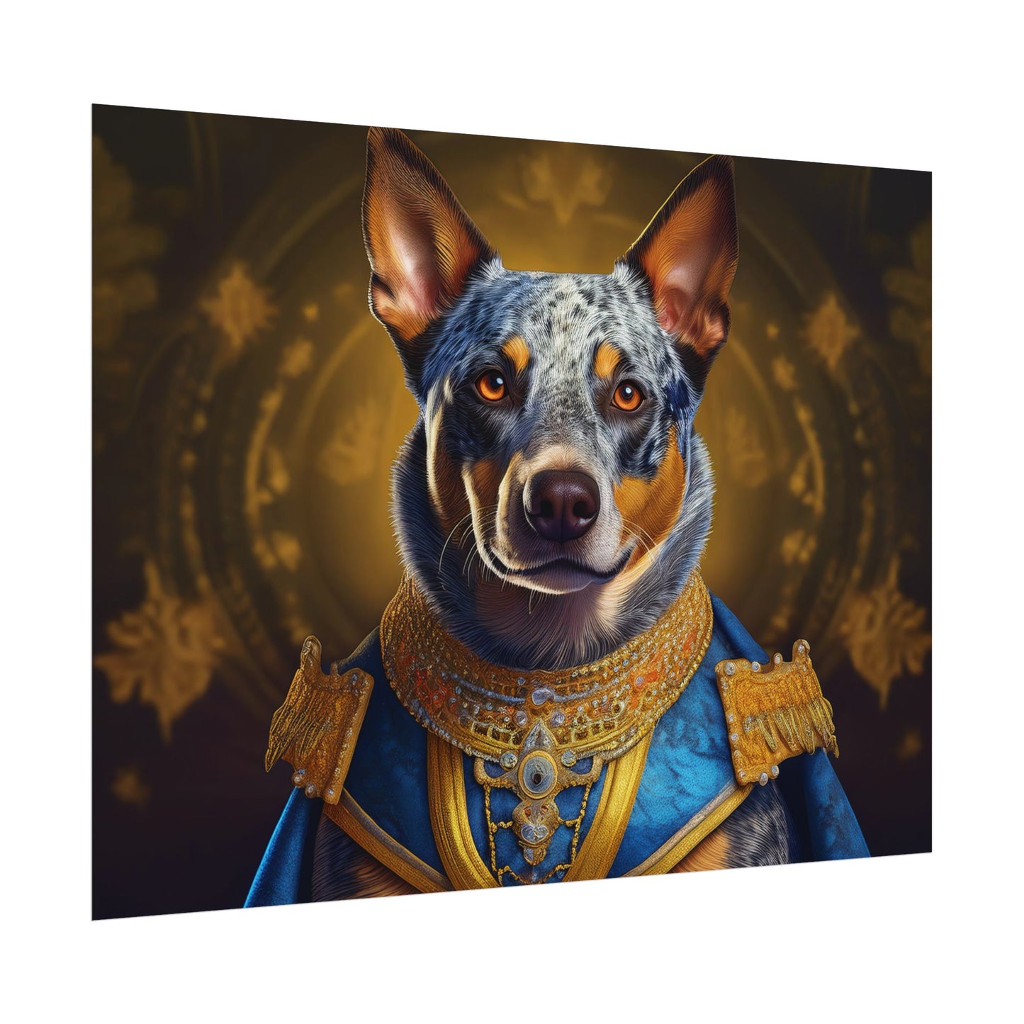 Australian Cattle Dog Renaissance Dog Portrait Wall Art | Art Print | Wall Decor Gift, Animal Lover Home Decor, Dog Wall Art