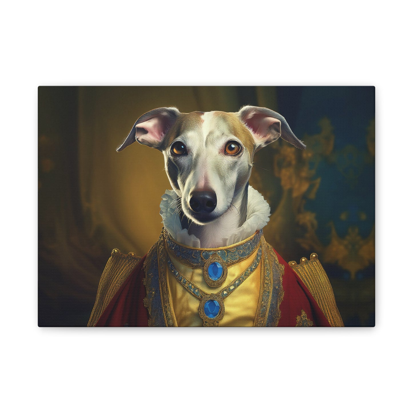 Whippet Pet Portrait Renaissance Print - Canvas, wall art, wall print, dog portrait, dog art