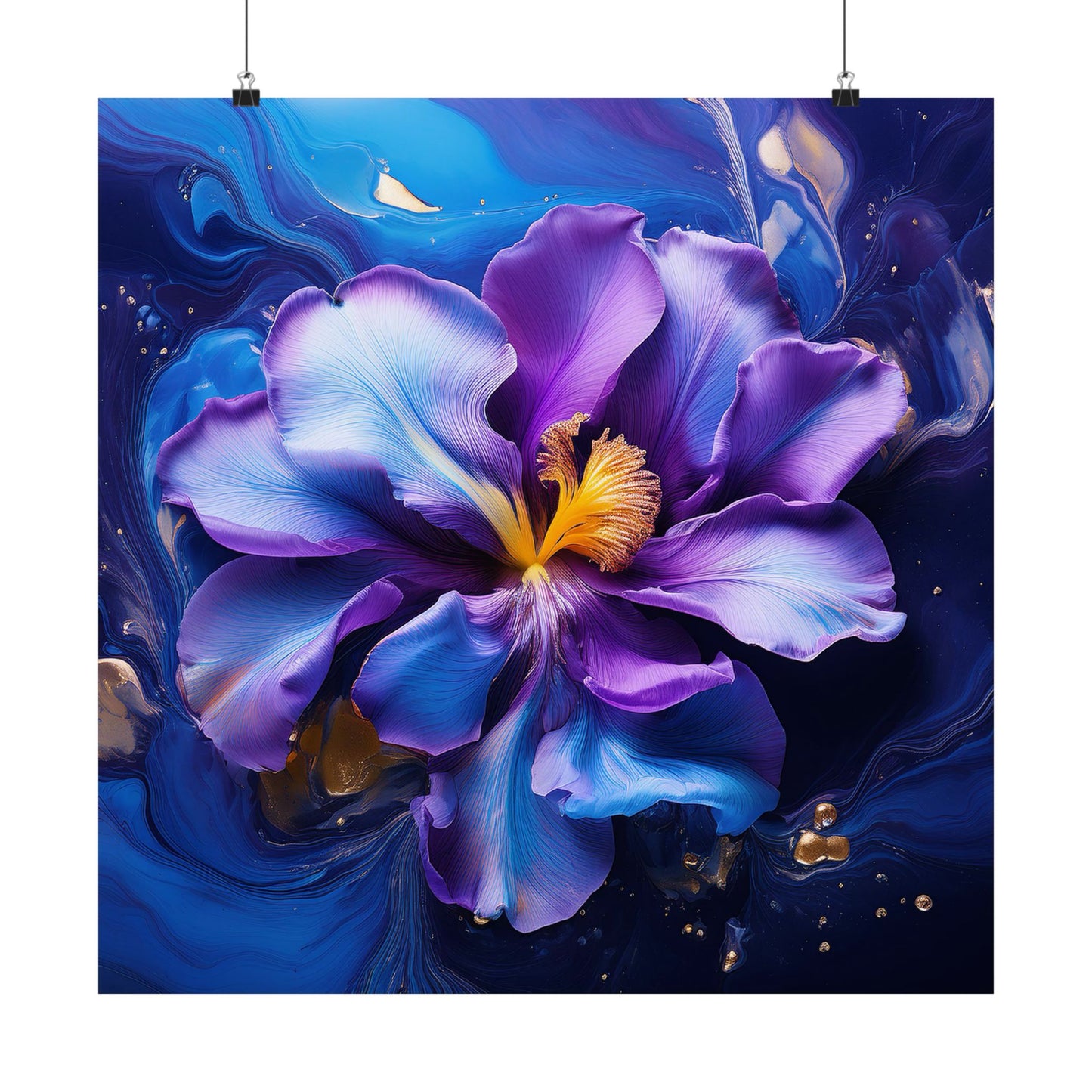 Abstract Iris Flower Square Wall Print | Style 2 | Botanical Wall Art | Nature Art | Wall Art | Wall Print