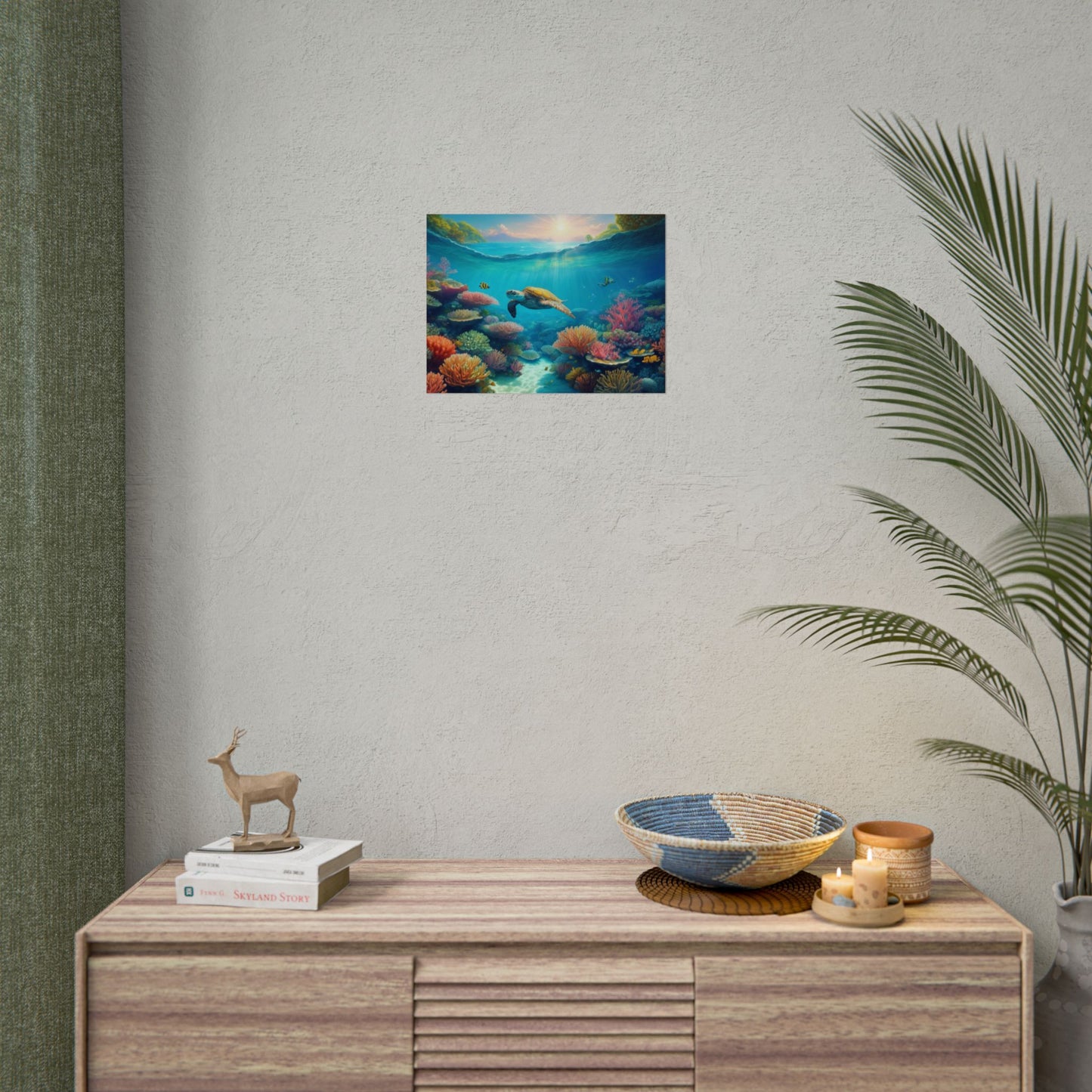 Turtle in the Great Barrier Reef Australia Coastal Print | Style 1 | Wall Art | Wall Print