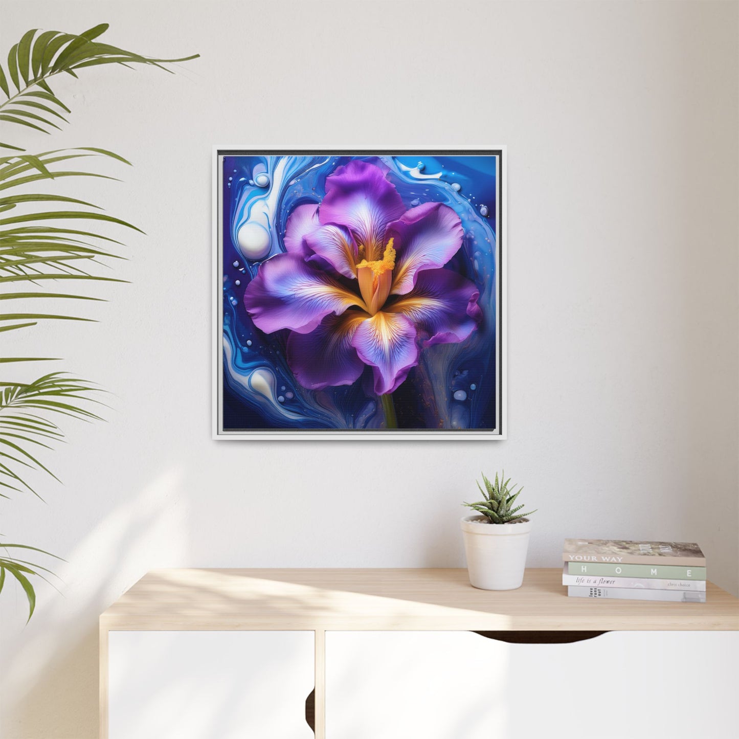 Abstract Iris - Style 2 - Floral Framed Canvas, Wall Print, wall art, botanical art