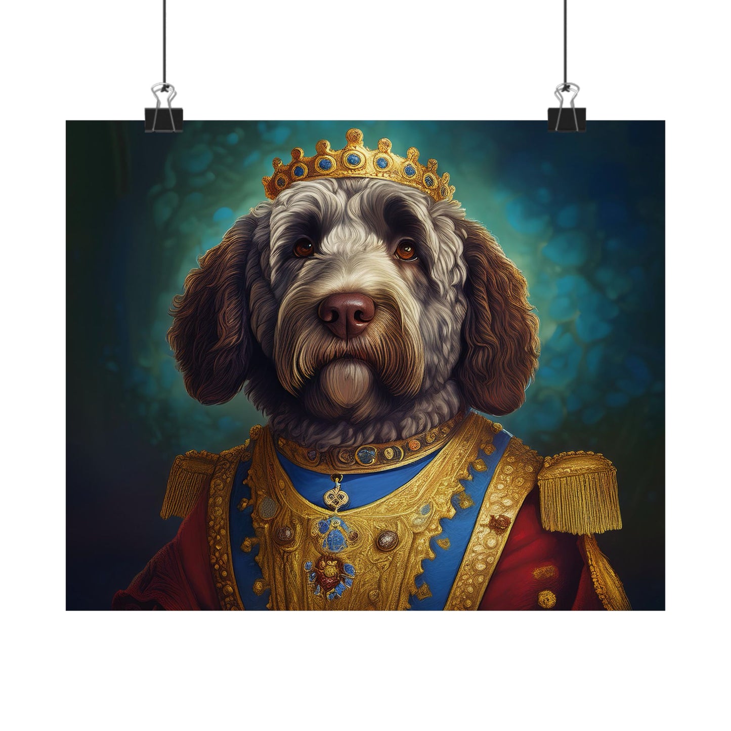 Portuguese Water Dog Renaissance Portrait Art Print, Wall Decor Gift, Animal Lover Home Decor, Dog Wall Art