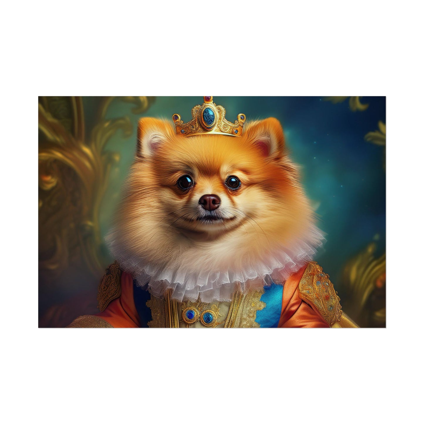 Pomeranian Renaissance Dog Portrait Art Print, Wall Decor Gift, Animal Lover Home Decor, Dog Wall Art