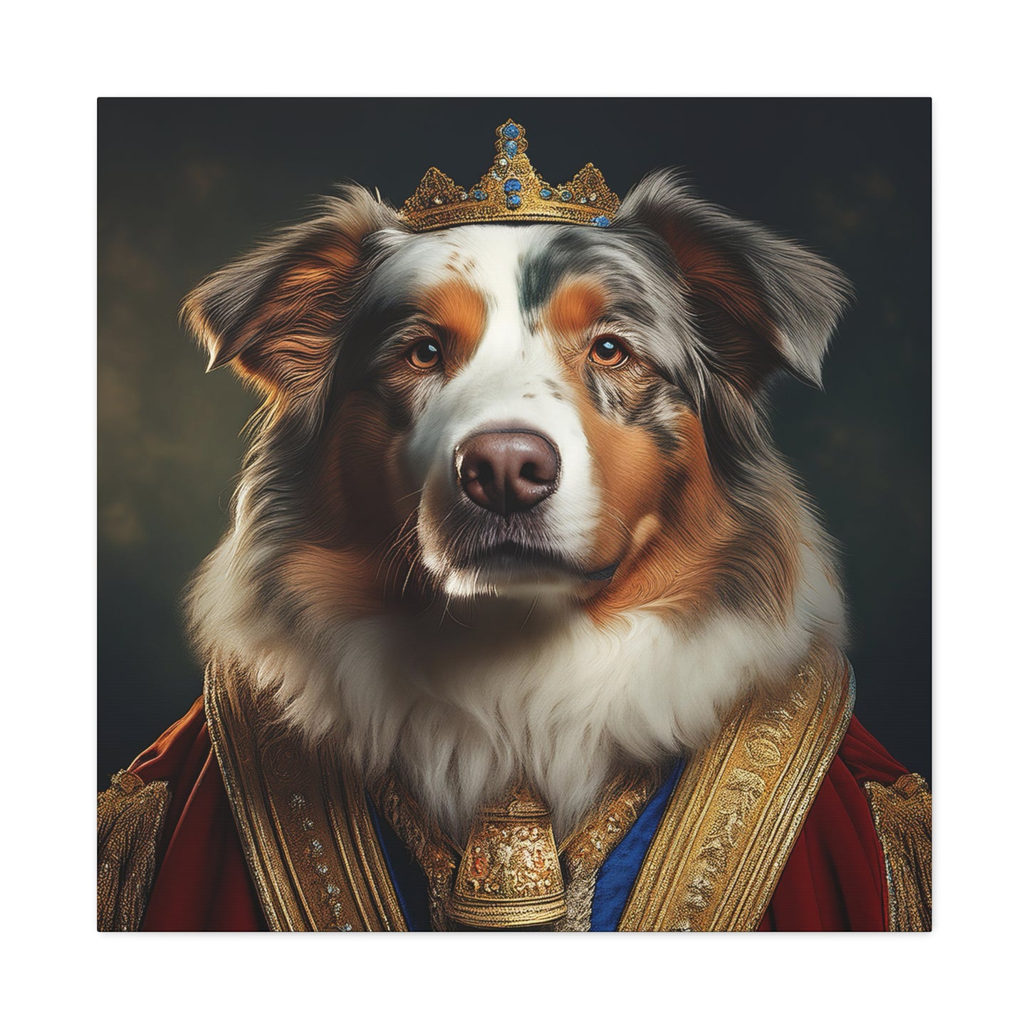 Australian Shepherd Pet Portrait Renaissance - Canvas, wall art, wall print, dog art, dog print