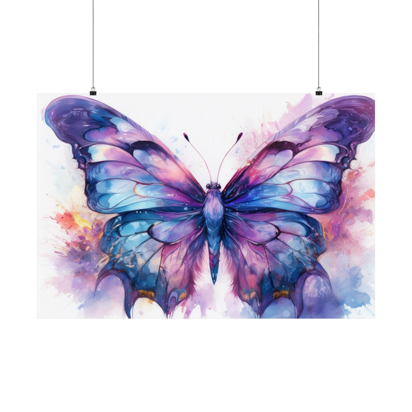 Blue & Purple Butterfly Alcohol Ink Wall Art | Butterfly wall art | Wall Art | Wall Print