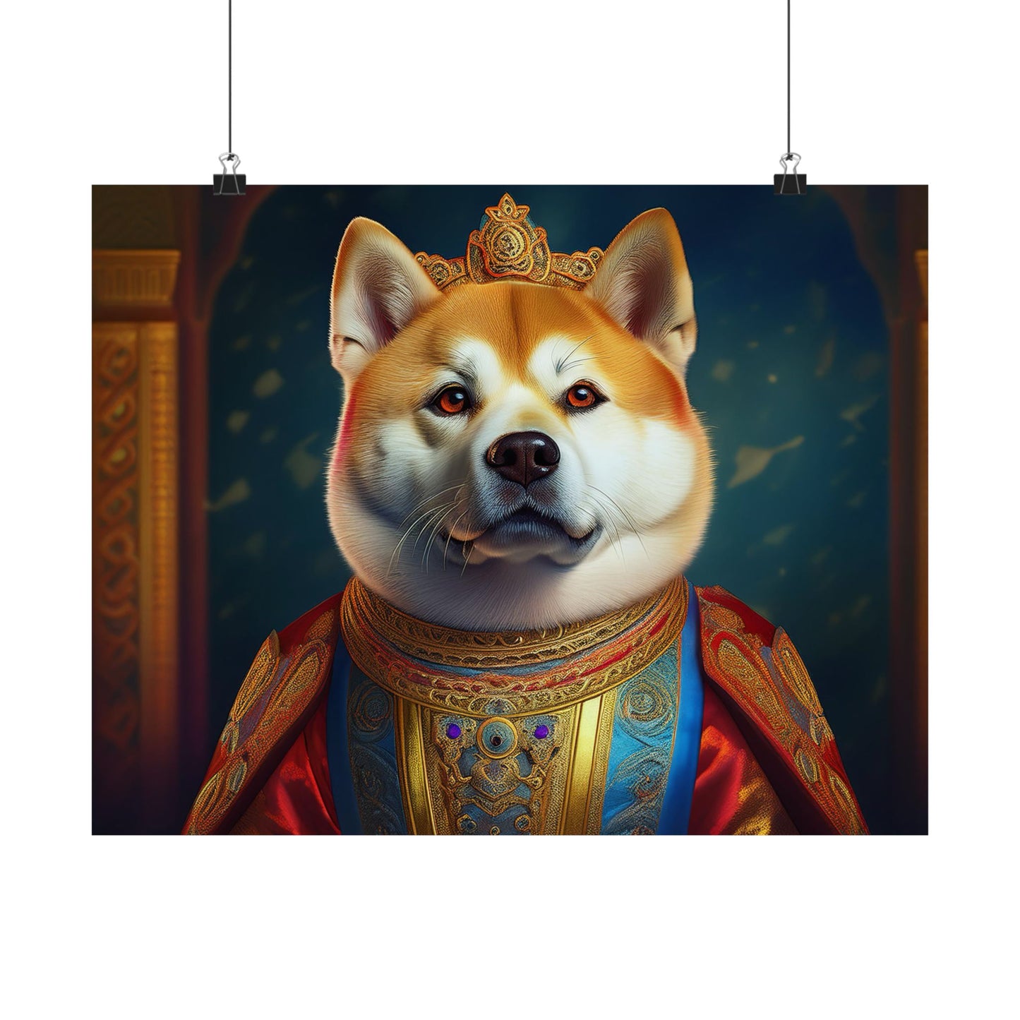 Akita Renaissance Dog Pet Portrait Art Print, Dog Lover Wall Art, Animal Artwork, Canine Decor, Dog Memorial Gift