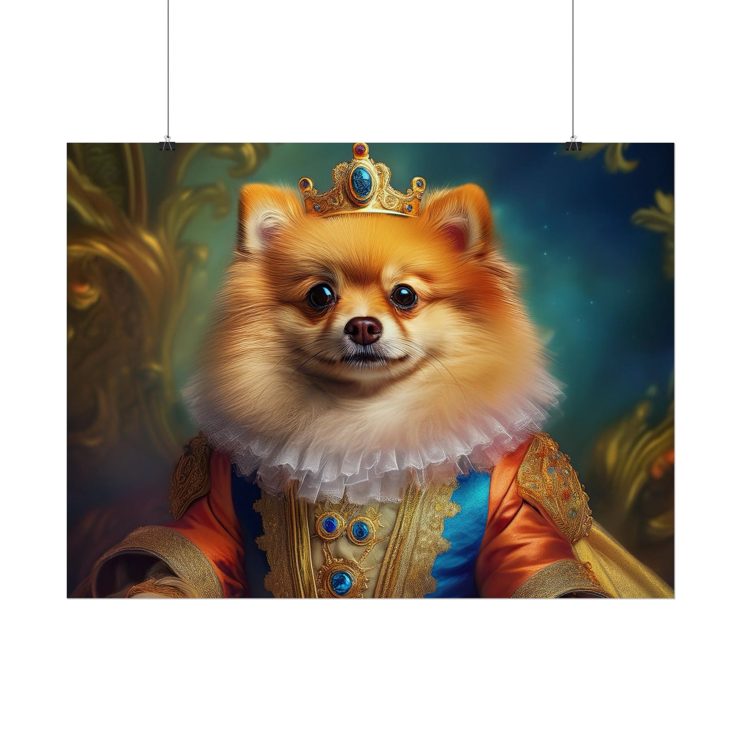 Pomeranian Renaissance Dog Portrait Art Print, Wall Decor Gift, Animal Lover Home Decor, Dog Wall Art