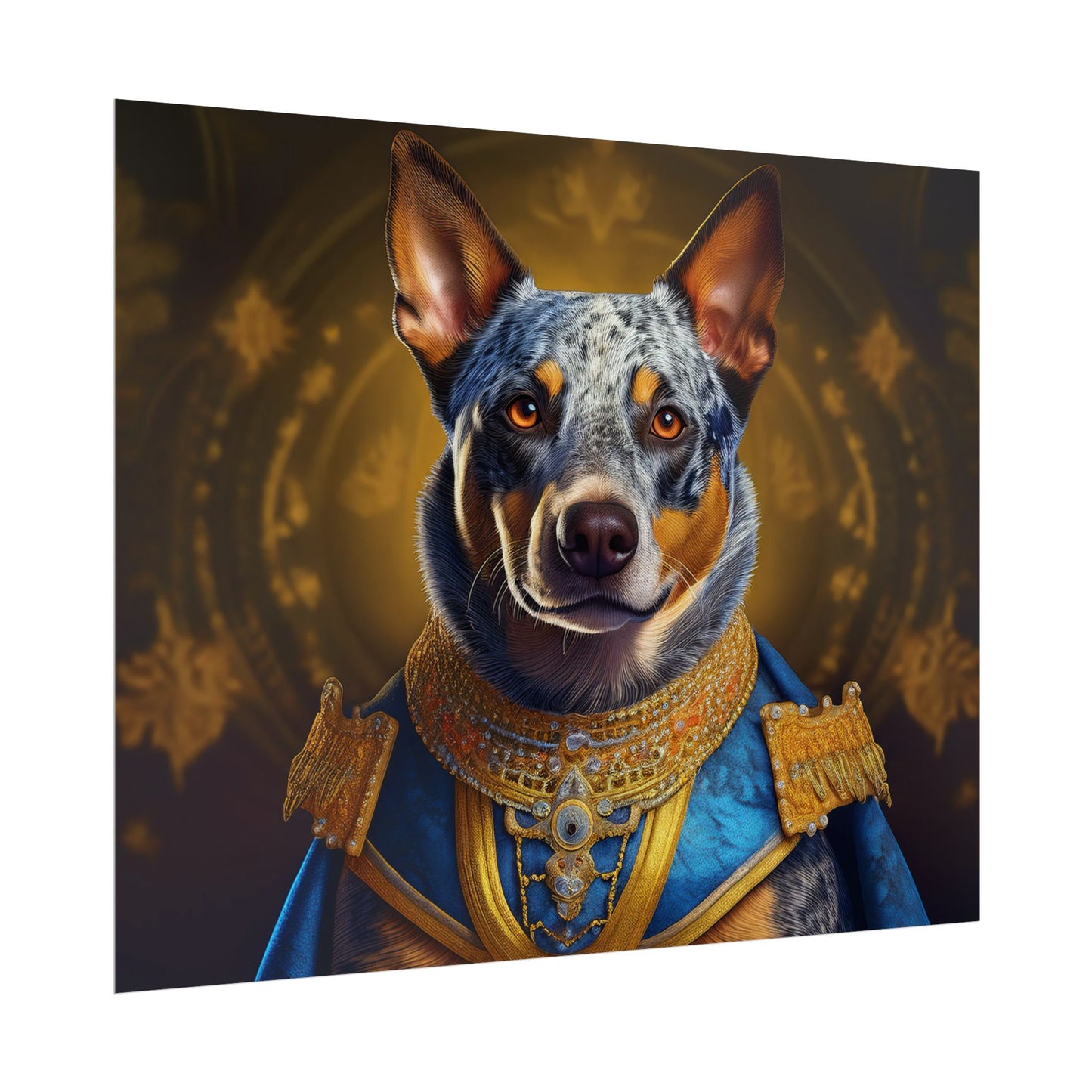 Australian Cattle Dog Renaissance Dog Portrait Wall Art | Art Print | Wall Decor Gift, Animal Lover Home Decor, Dog Wall Art