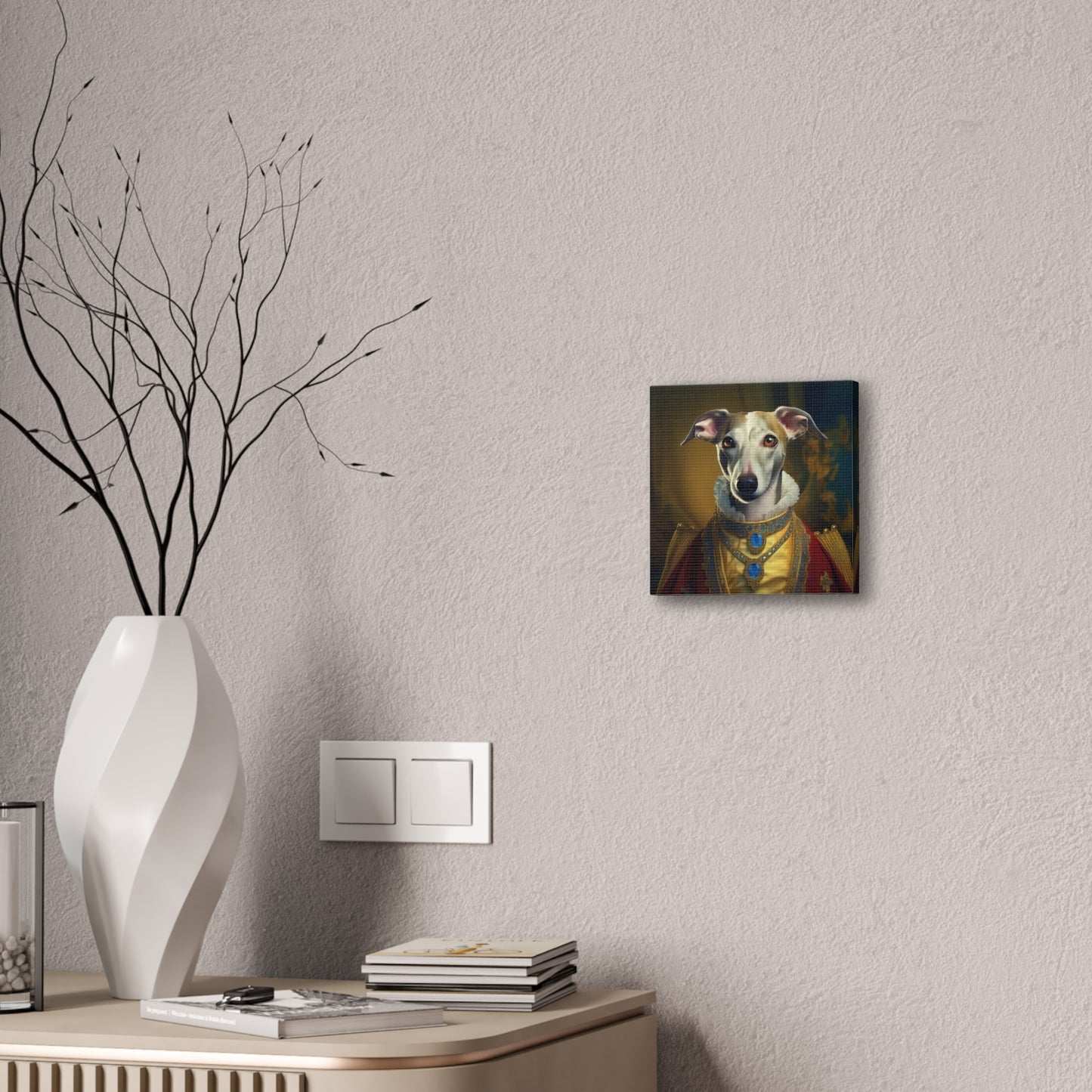 Whippet Pet Portrait Renaissance Print - Canvas, wall art, wall print, dog portrait, dog art