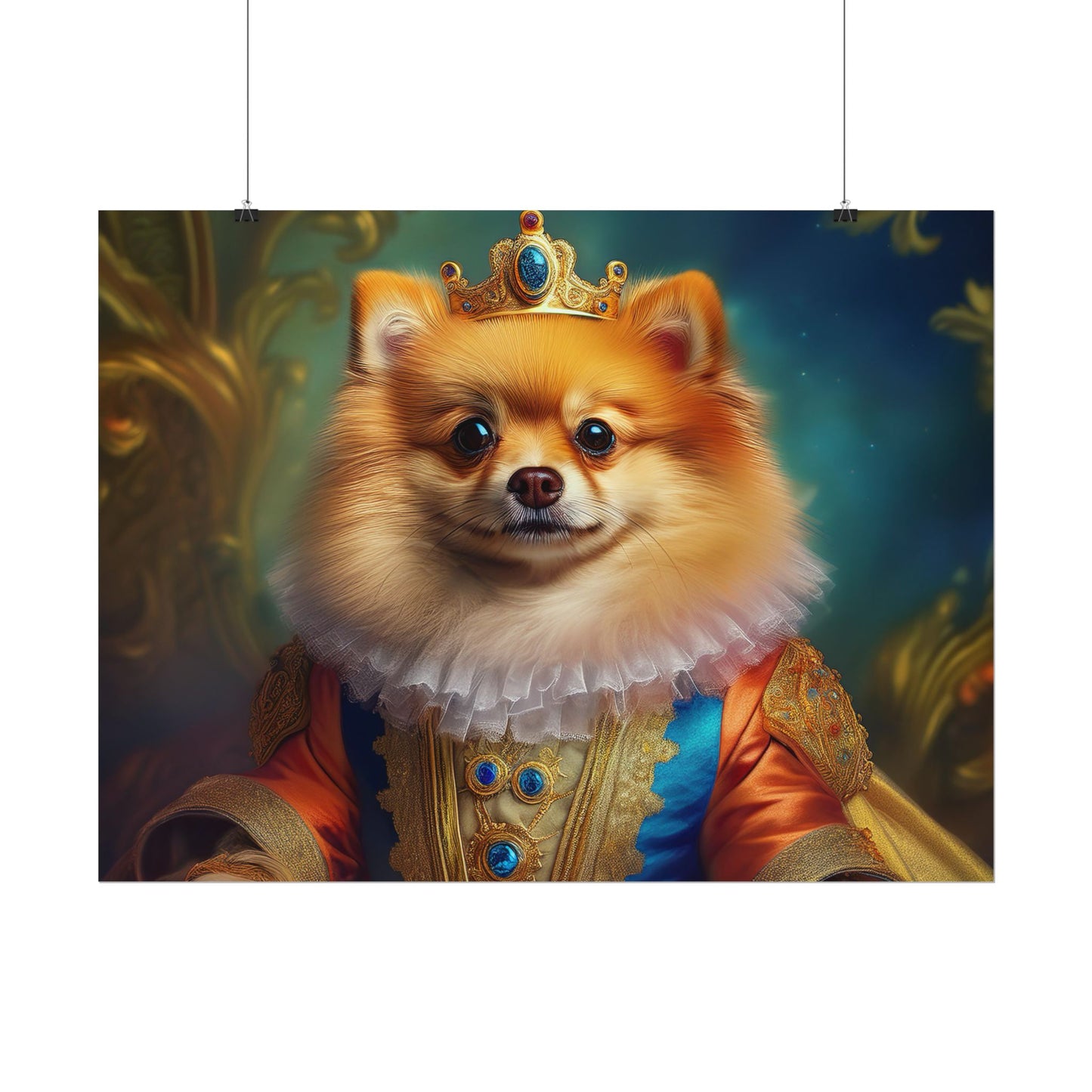 Pomeranian Renaissance Dog Portrait Art Print, Wall Decor Gift, Animal Lover Home Decor, Dog Wall Art