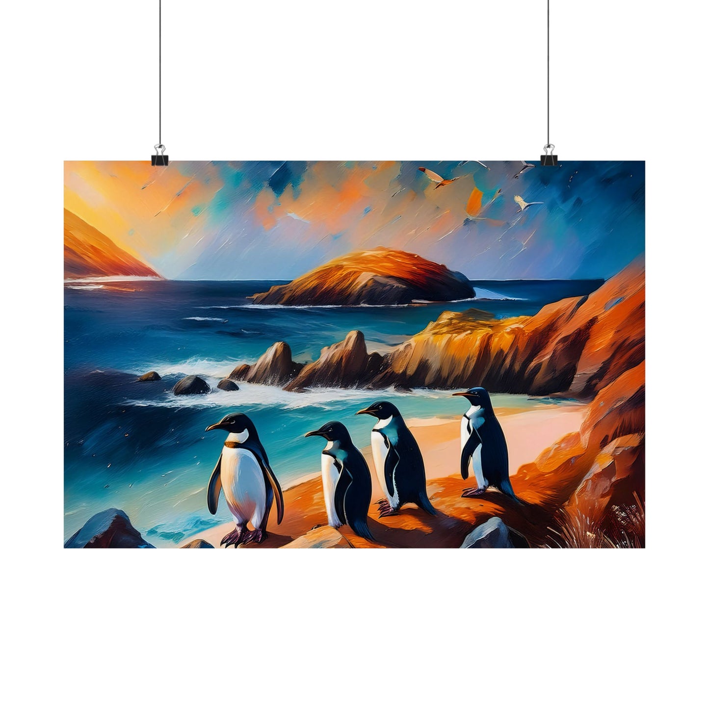 Phillip Island Little Penguins Australia Wall Art | Vibrant Wall Print | Unique Painting Print | Style 2 | Wall Art | Wall Print