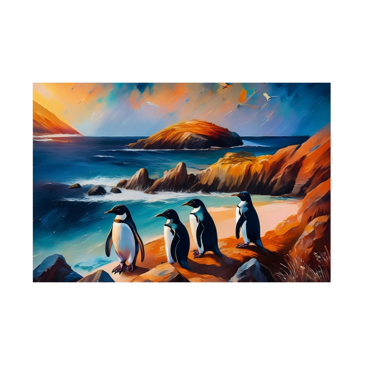 Phillip Island Little Penguins Australia Wall Art | Vibrant Wall Print | Unique Painting Print | Style 2 | Wall Art | Wall Print