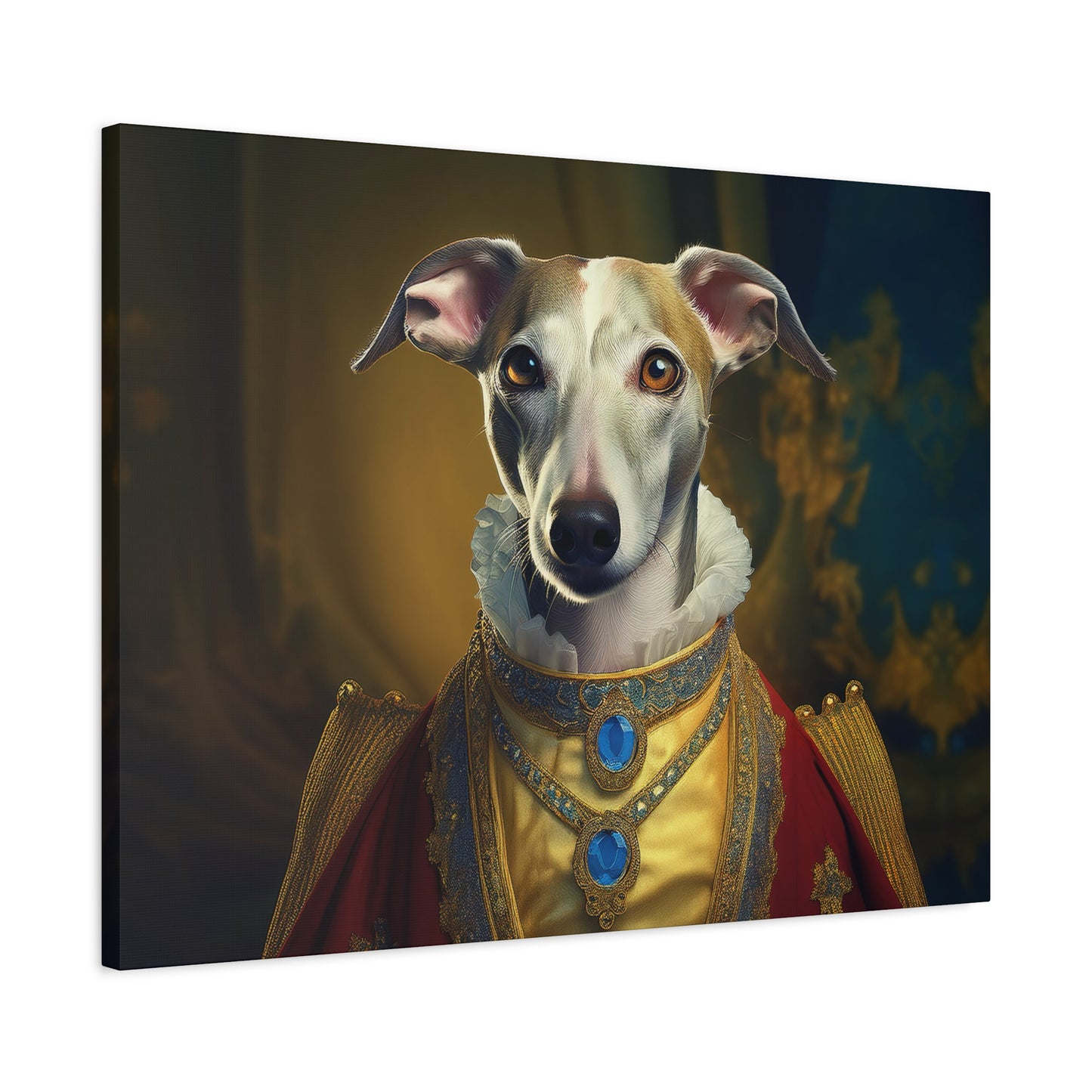 Whippet Renaissance Pet Portrait Print - Canvas, wall art, wall print, dog portrait, dog art