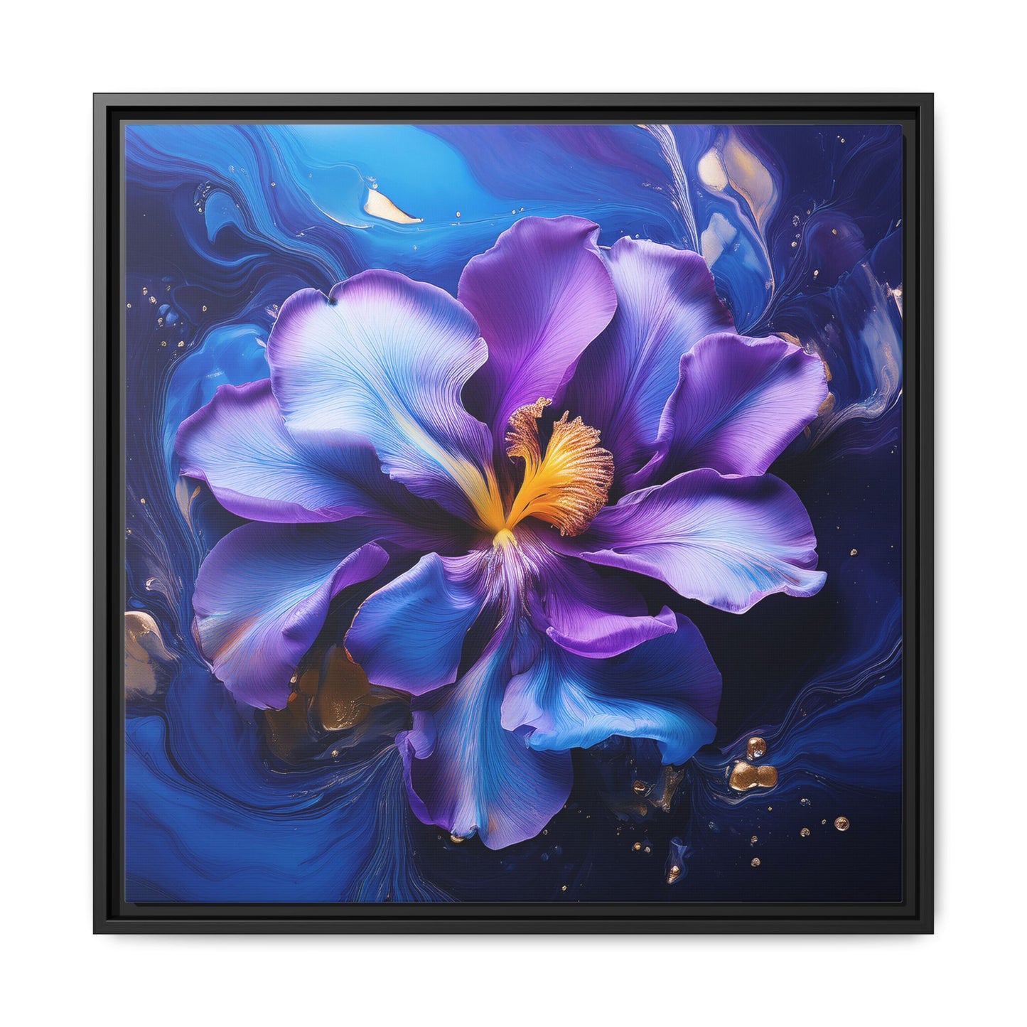 Abstract Iris Floral Square Framed Print - 02