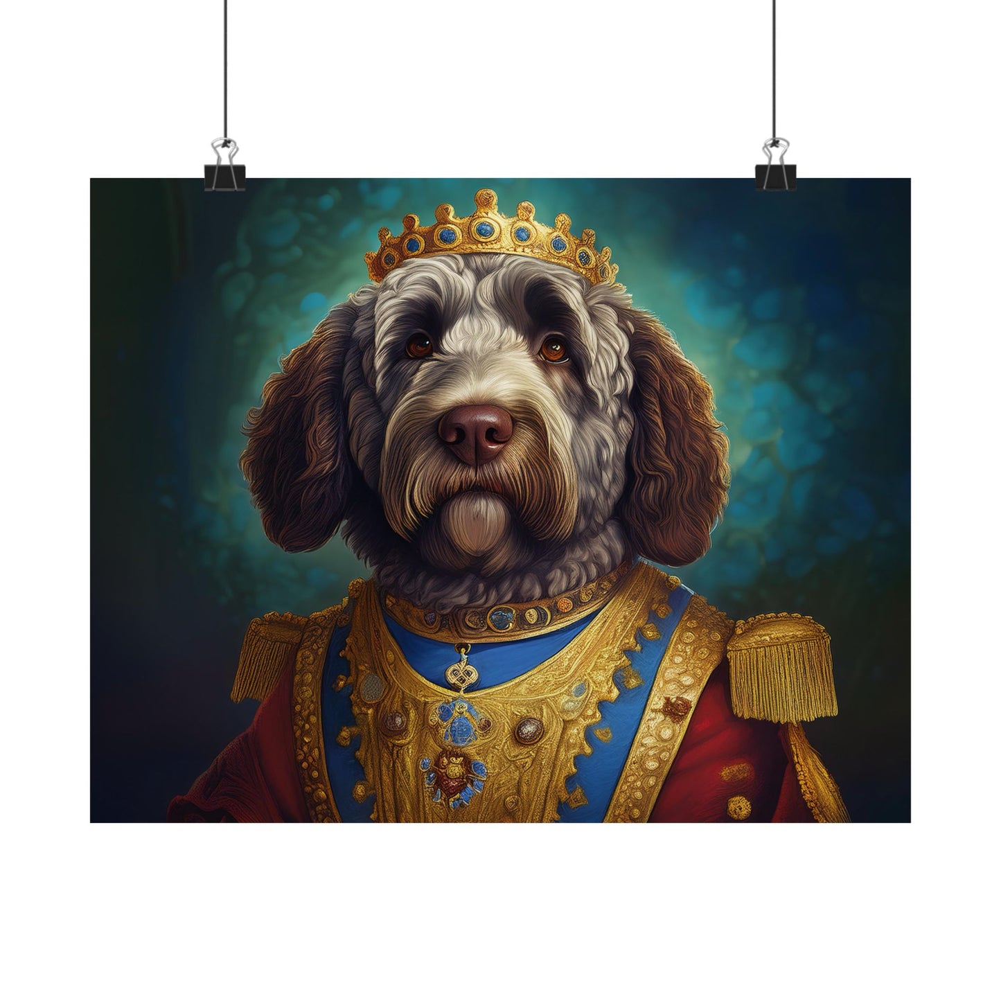 Portuguese Water Dog Renaissance Portrait Art Print, Wall Decor Gift, Animal Lover Home Decor, Dog Wall Art