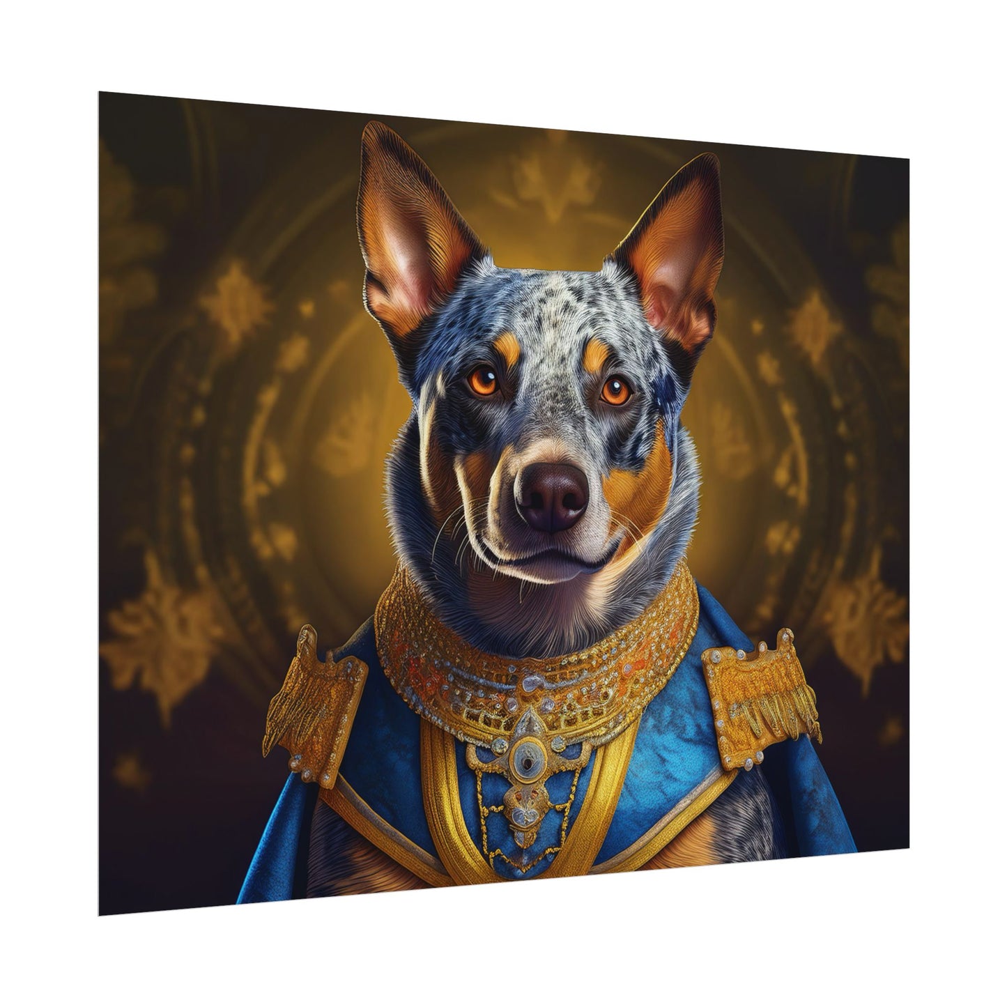 Australian Cattle Dog Renaissance Dog Portrait Wall Art | Art Print | Wall Decor Gift, Animal Lover Home Decor, Dog Wall Art