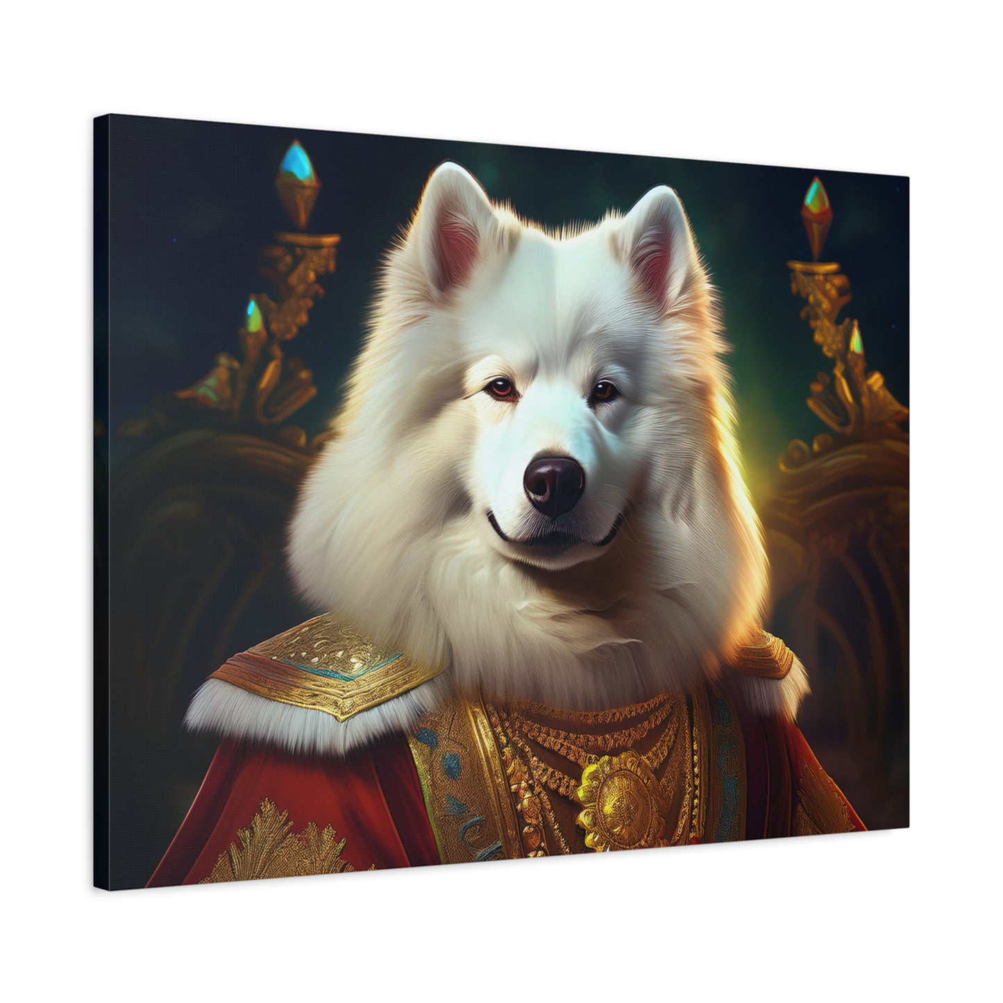Samoyed Renaissance Pet Portrait on Canvas, wall art, wall print, dog portrait, dog art