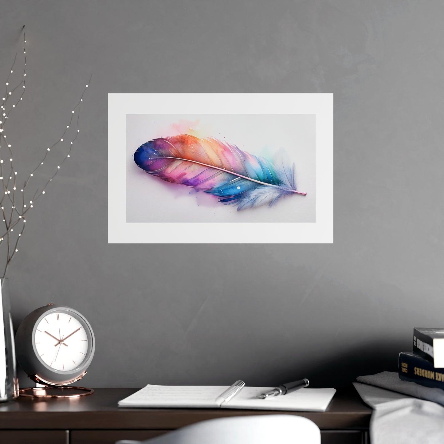 Vibrant Rainbow Feather Watercolor Print - 2 | Elegant Wall Art & Prints | Unique Home Decor | Wall Print | Wall Art
