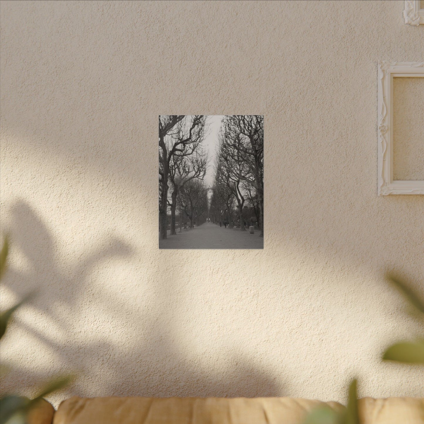 Paris Pathway Canvas Art Print - Black and White Tree Wall Print | Wall Art | Wall Print