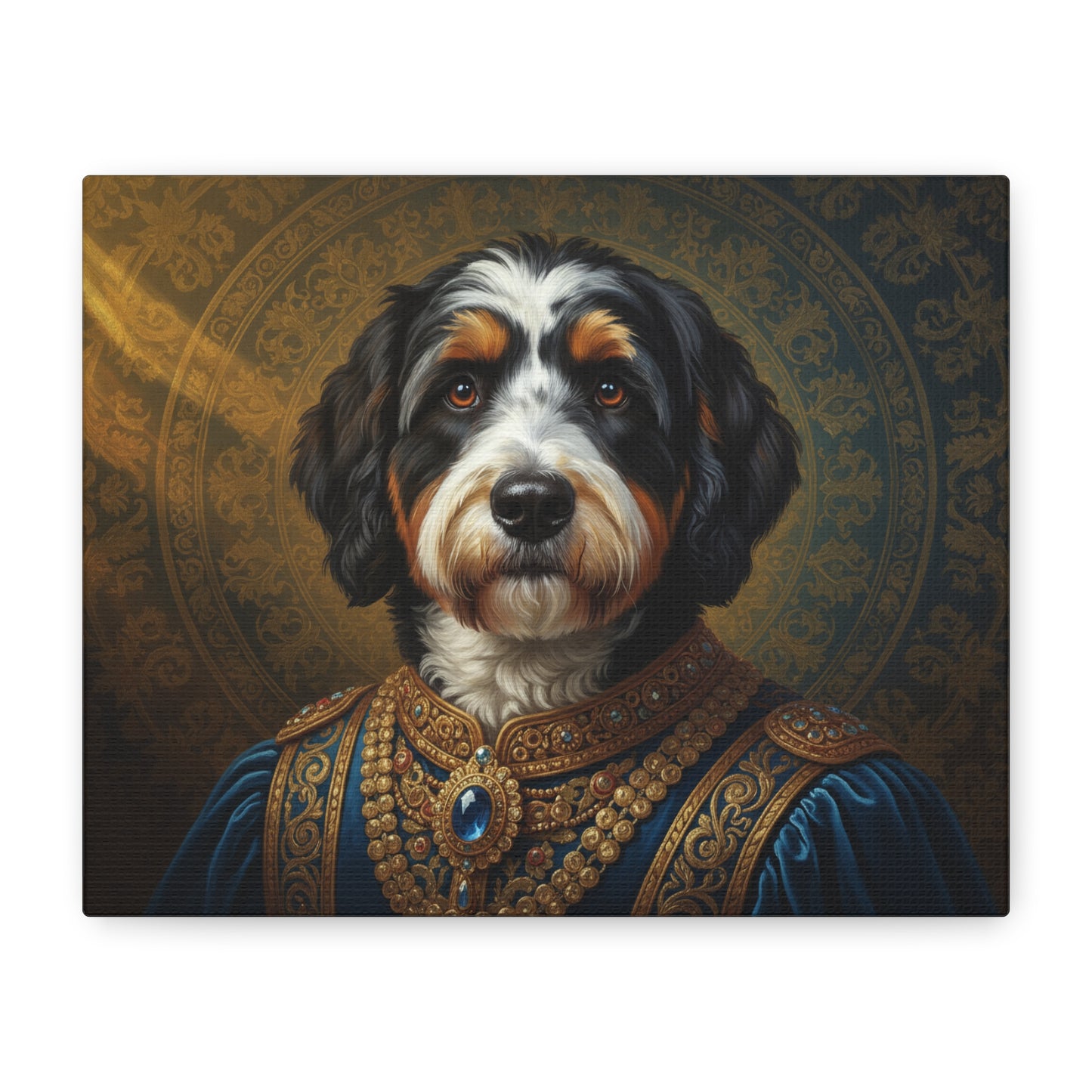 Bernedoodle Renaissance Dog Portrait Canvas Art, Pet Portrait Wall Decor, Animal Lover Gift, Home Decoration, Unique Dog Artwork
